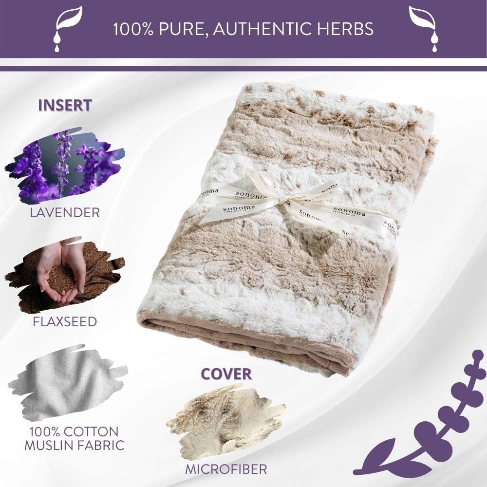Sonoma Lavender Aromatherapy Spa Blanket Filled with Lavender Flowers and Flaxseed, Hot/Cold Microwaveable Heated Blanket for Soothing Muscles, Removable Washable Cover (44" x 18", Arctic Circle)