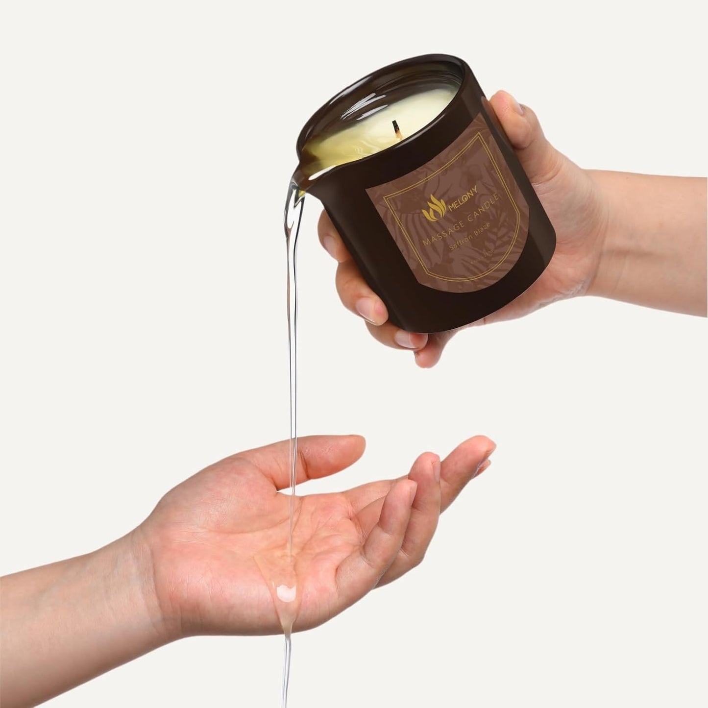 MELONY Massage Oil Candle for Pure Relaxation - 8.1 oz - Moisturizing Essential Oil Body Massage Candle for Home Spa- Amazing Gift for Women & Men (Bourbon & Caramel)