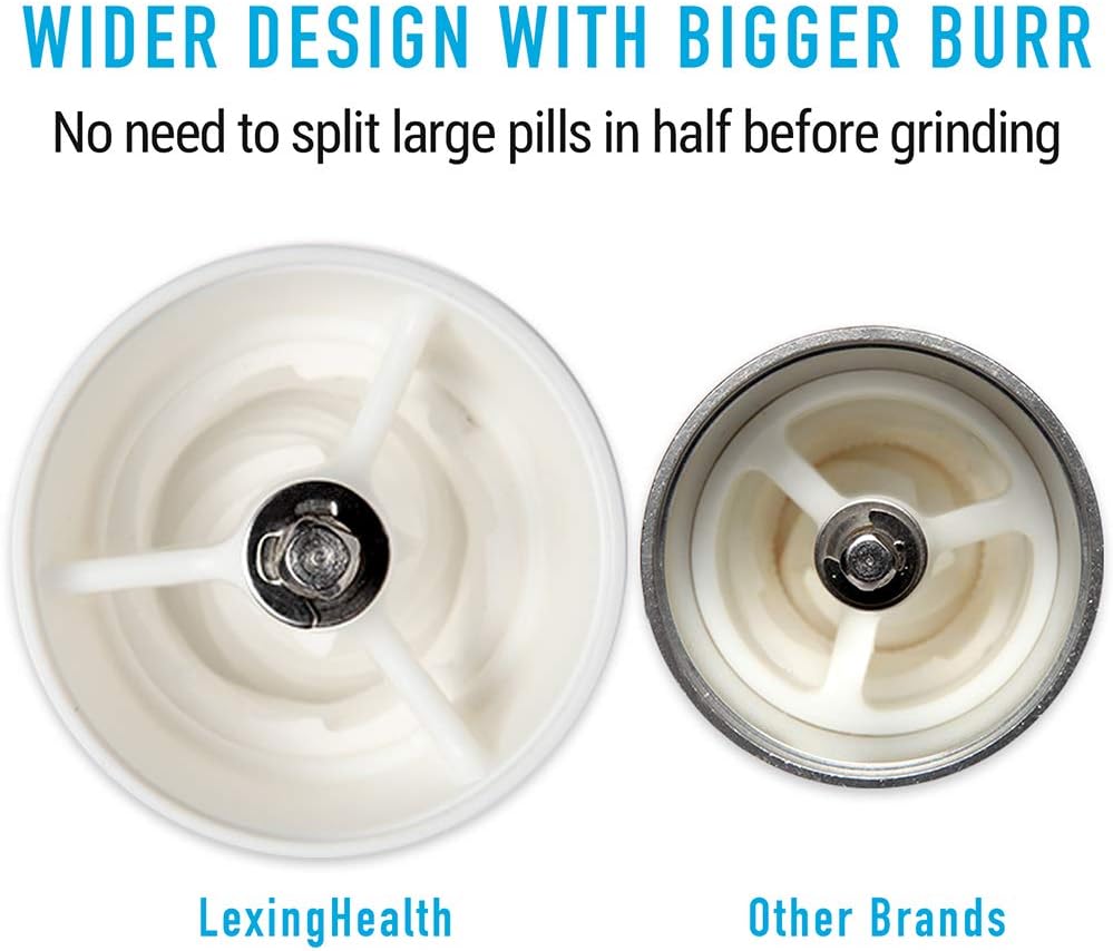 Pill Grinder Pill Crusher – Easily Crushes Multiple Tablets or Vitamins into Fine Powder at Once (Extra Jar Included) - Great Pulverizer for Feeding Tube, Kids, Pets and Arthritis