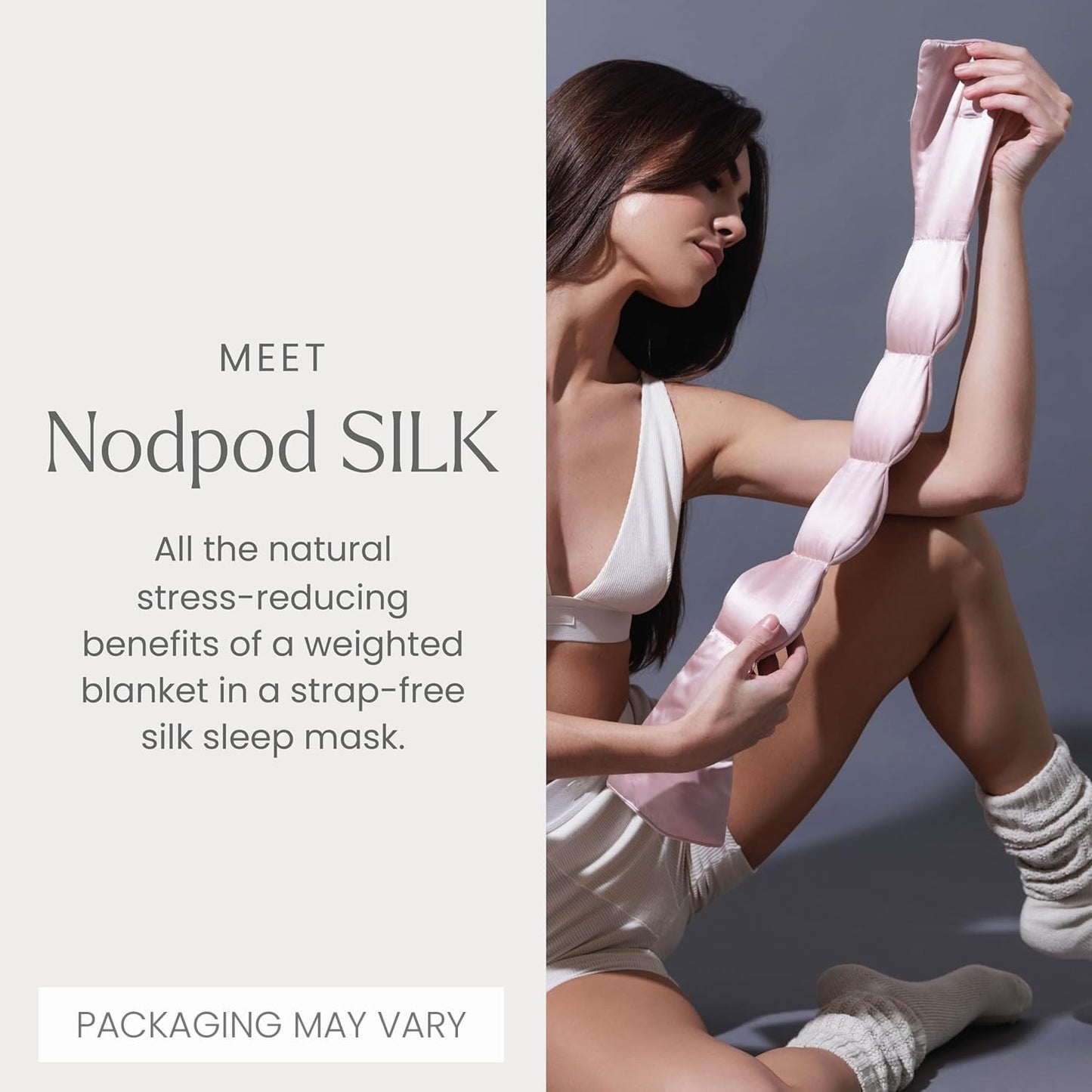 Nodpod Gentle Pressure Silk Sleep Mask | Patented Light Blocking Design for Sleeping, Travel & Relaxation | Bead Filled, Machine Washable (Petal)