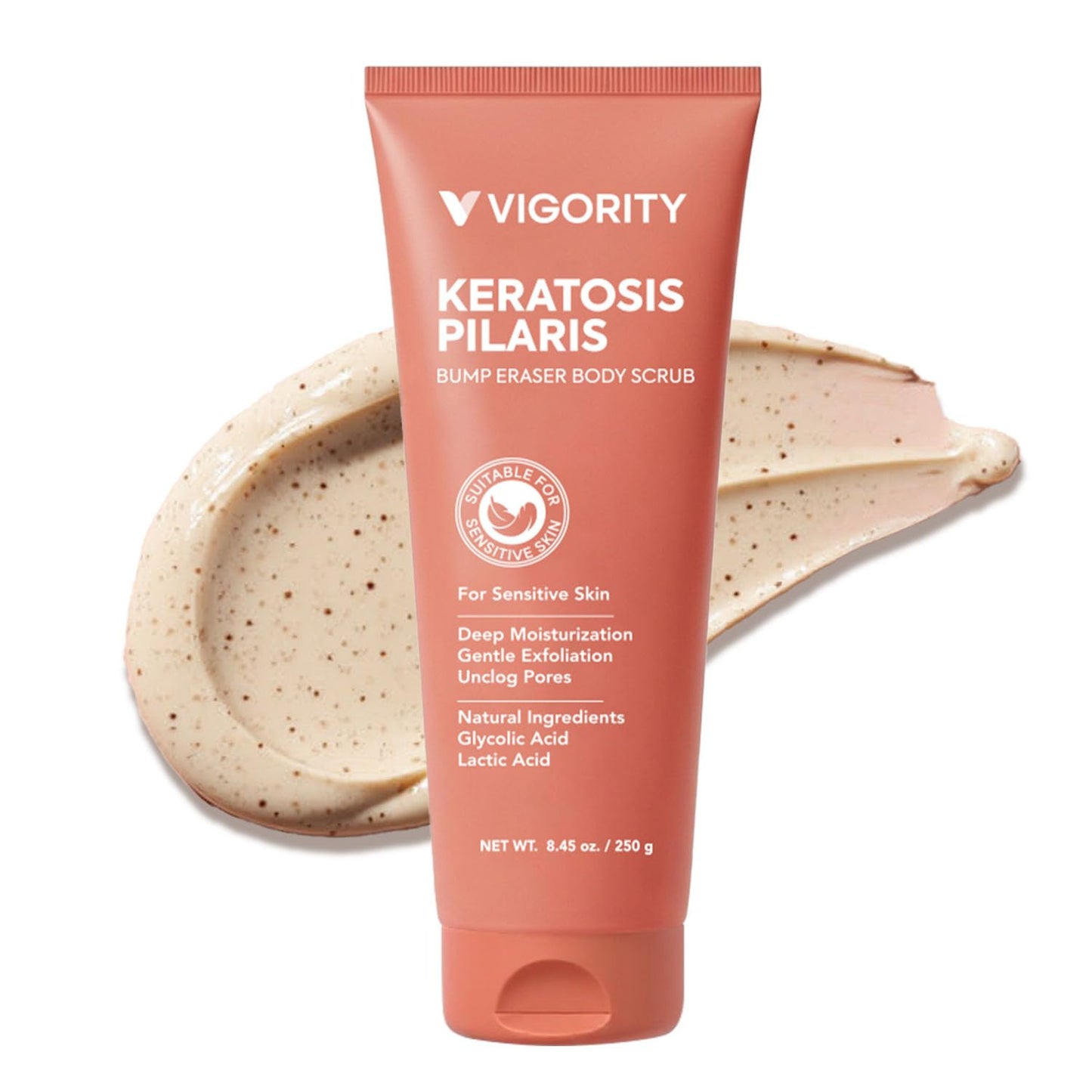 Vigority KP Bump Eraser Body Scrub: Keratosis Pilaris Treatment for Strawberry Legs - Exfoliates & Deeply Hydrates for Smoother Healthy-Looking Skin