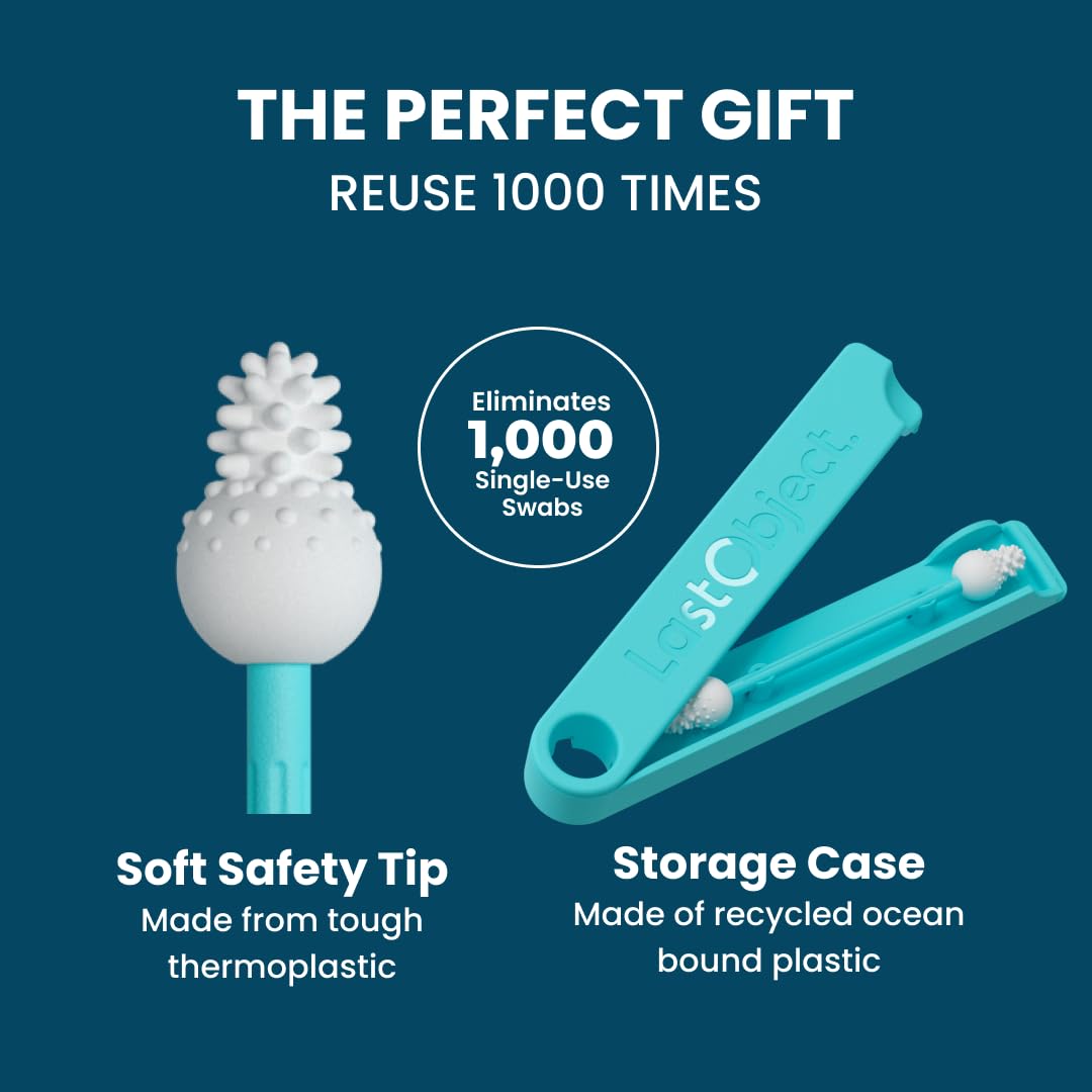 LastSwab® Reusable Cotton Safety Swabs for Baby Ear Cleaning - The Sustainable and Sanitary Alternative to Single-Use Q Tips - Easy to Clean and Zero Waste - Convenient Travel Case Holder