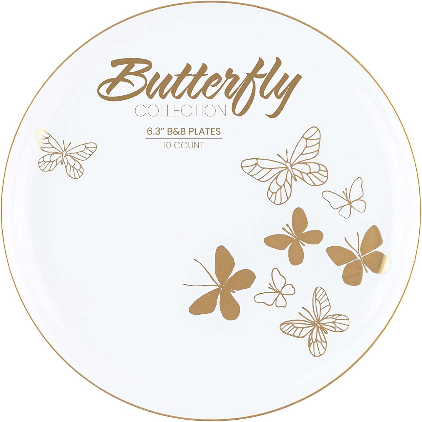 PLASTICPRO [30 Pack 6.3 Plastic Party Plates Edge Collection Premium heavyweight Elegant Disposable Tableware Dishes Butterfly Collection