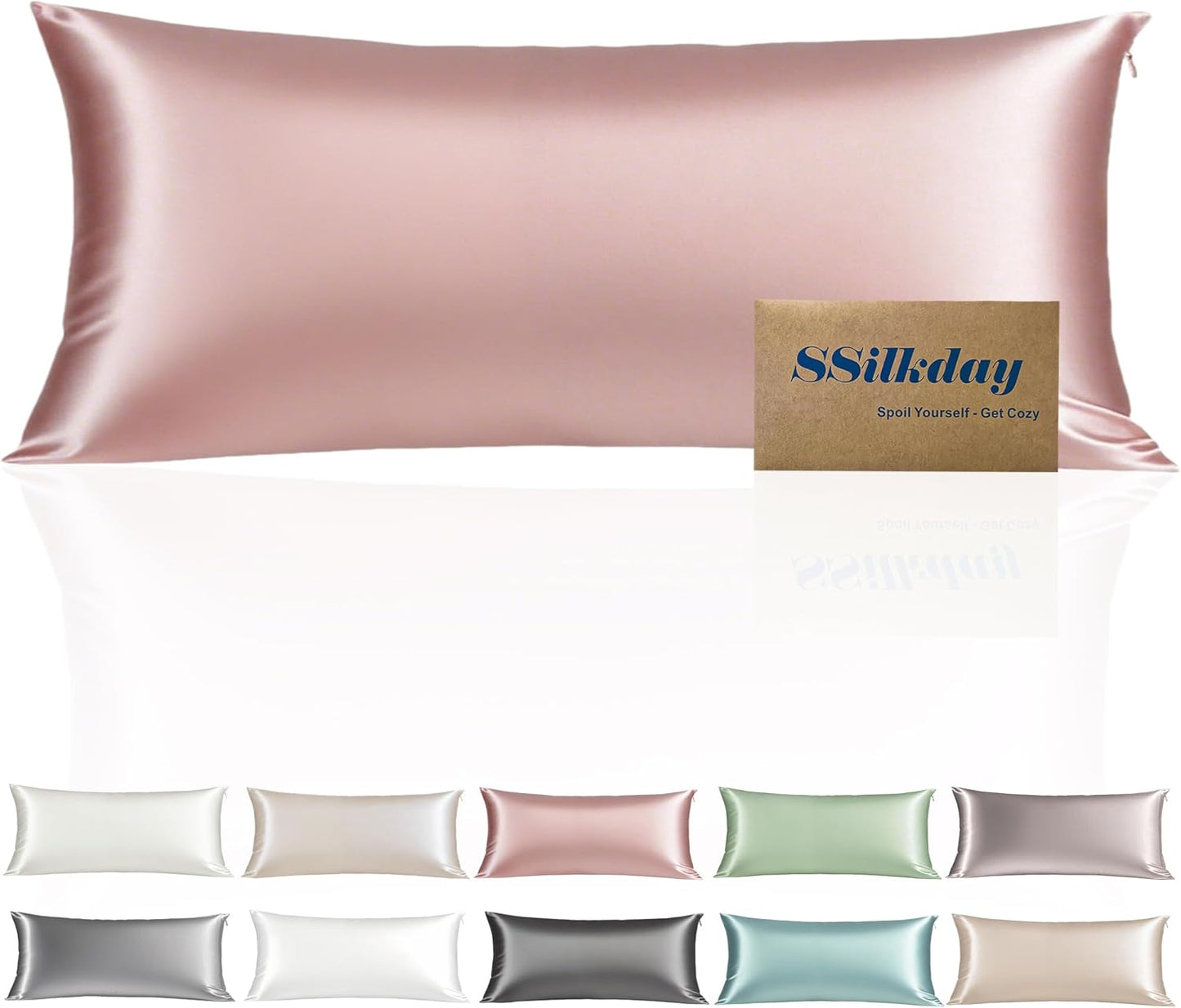 Mulberry Silk Body Pillow Pillowcase with Zipper, Ultra Smooth Soft Breathable Cooling Pillow Cases for Hot Sleepers, Silk Satin Body Pillow Cover for Hair and Skin (Pink, 20×54 Inches, 1 Pack)