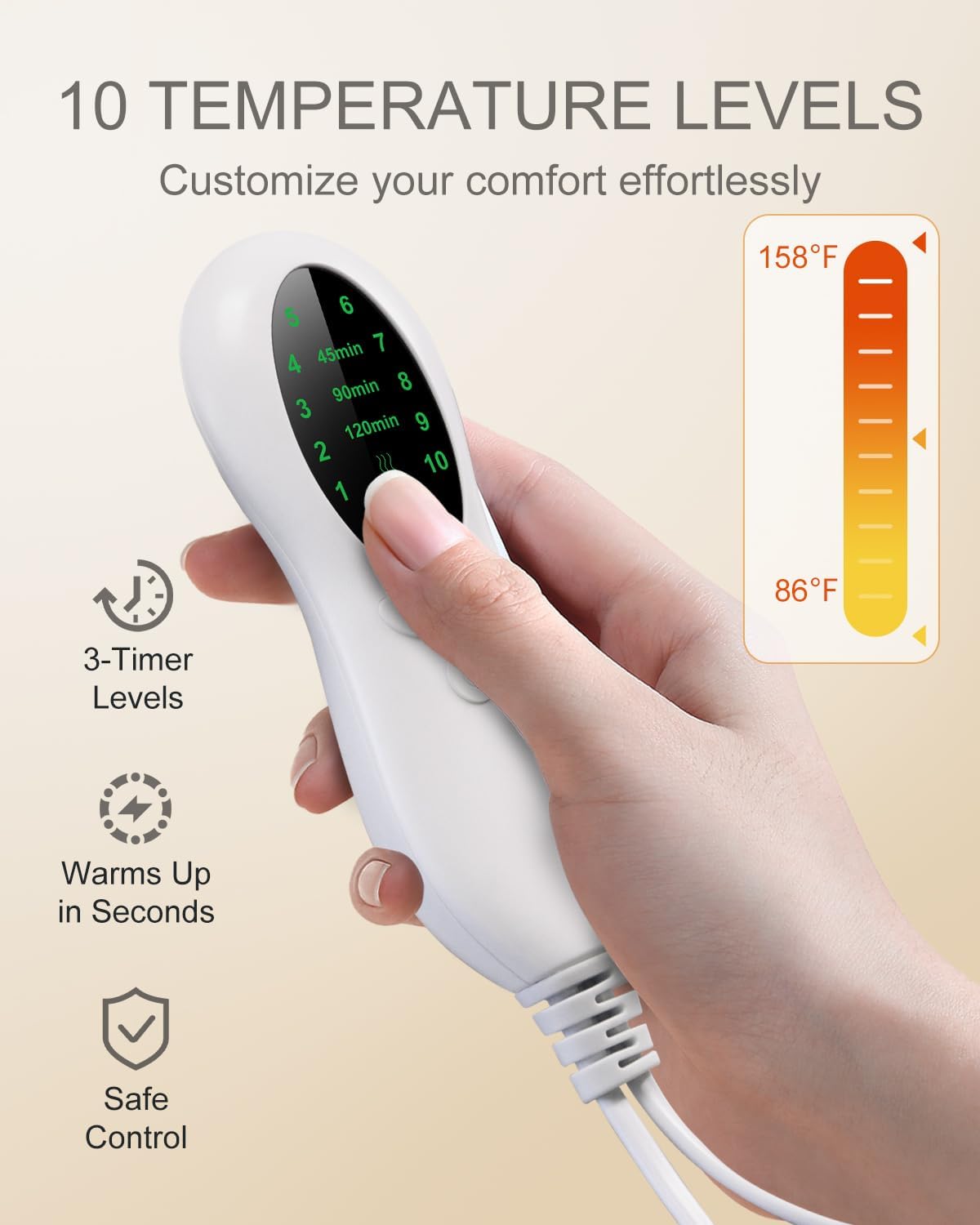 Heating Pad for Period Cramps & Back Pain Relief, LANVA Christmas Gifts for Women Men Mom Dad, Electric Heat Pad for Neck, Shoulder, Knee, 10 Heat Settings, Auto-Off, ETL Certified, 12"x24", Gray