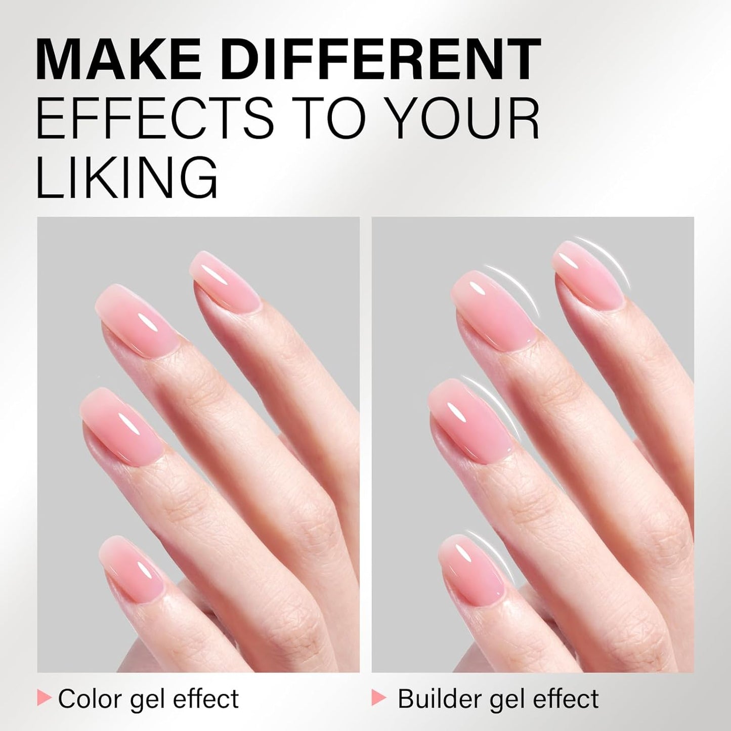 AILLSA Pink Builder Gel 7 In 1 Nude Hard Gel Polish for Nail Thickening Light Neutral Strengthener Gels Nail Polish Natural Color Sheer Extension U V for French Manicure Base Coat Needed 0.51 Oz