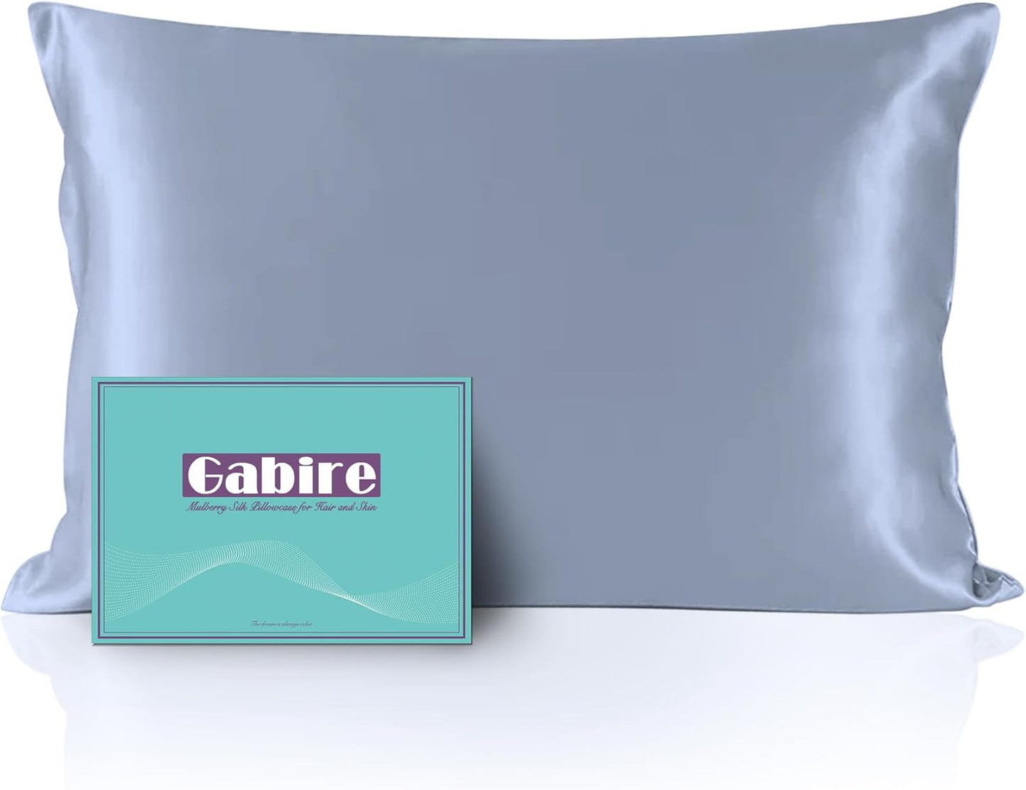 Mulberry Silk Pillowcase for Hair and Skin Prevent Acne Pillow Cases Both Sides Real Silk Pillowcases Organic Silk Pillowcase with Hidden Zipper, Dusty Blue, King (20"×36")