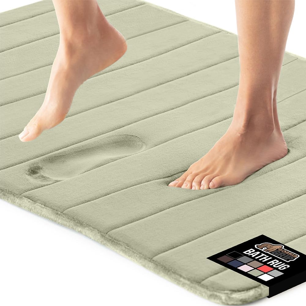 GORILLA GRIP Memory Foam Bath Mat, Soft Absorbent US Designed Bathroom Rug, Gripping Dots Machine Washable Bathmat, Cushioned Floor Mats, Shower Sink Rugs Room Décor Accessories, 30x20 Sage