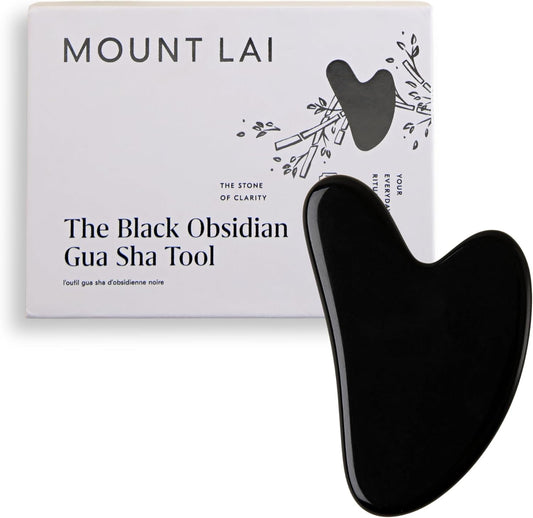 Mount Lai Obsidian Gua Sha Facial Tool – The Stone of Transformation – 100% Genuine Black Obsidian Stone Face Sculpting Tool for Lymphatic Drainage, Puffiness Reduction & Jaw Tension Relief