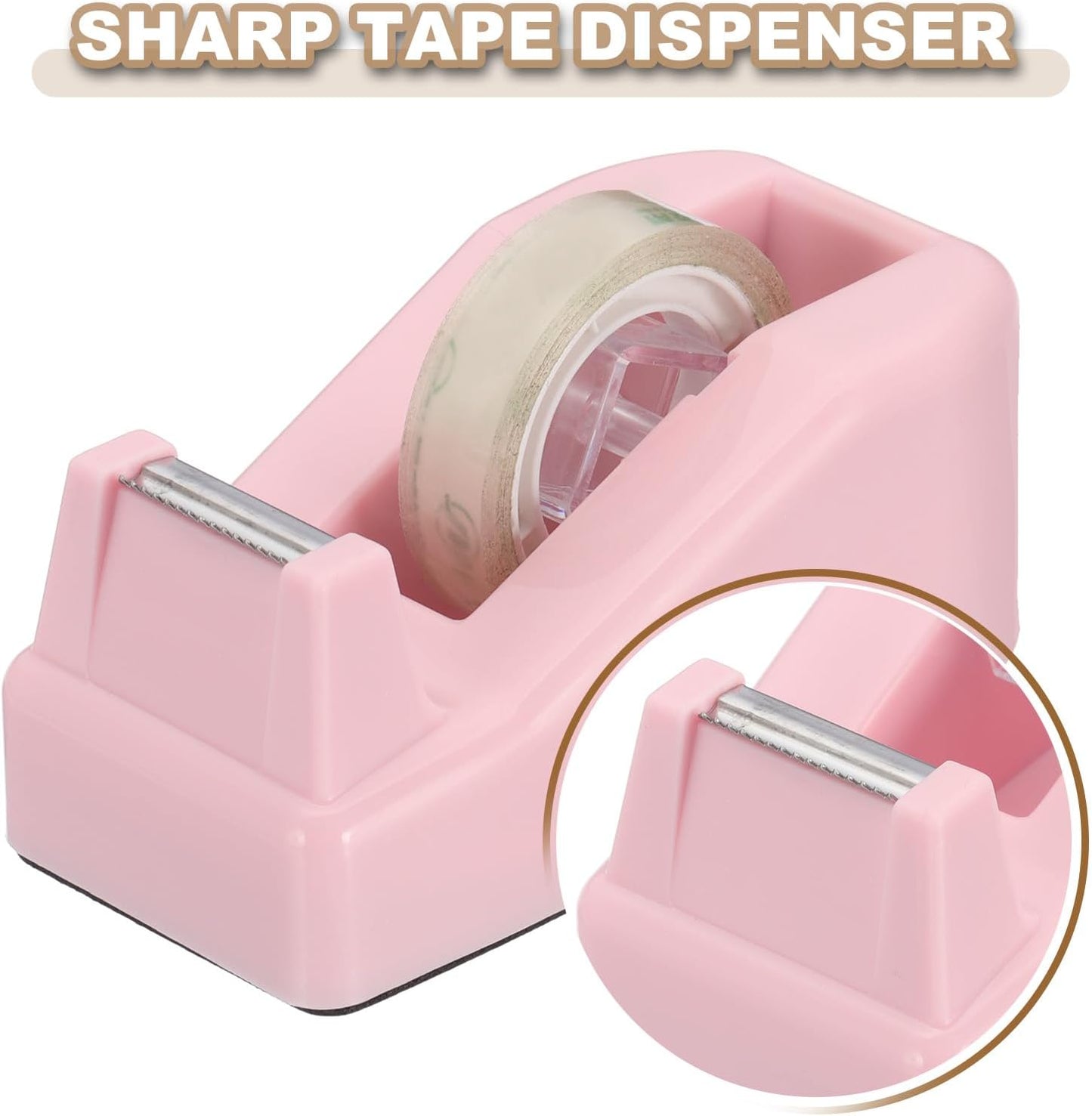 PATIKIL 2pcs Tape Dispenser Desk, Small Tape Dispenser Cute Desktop Dispenser, Rose Gold