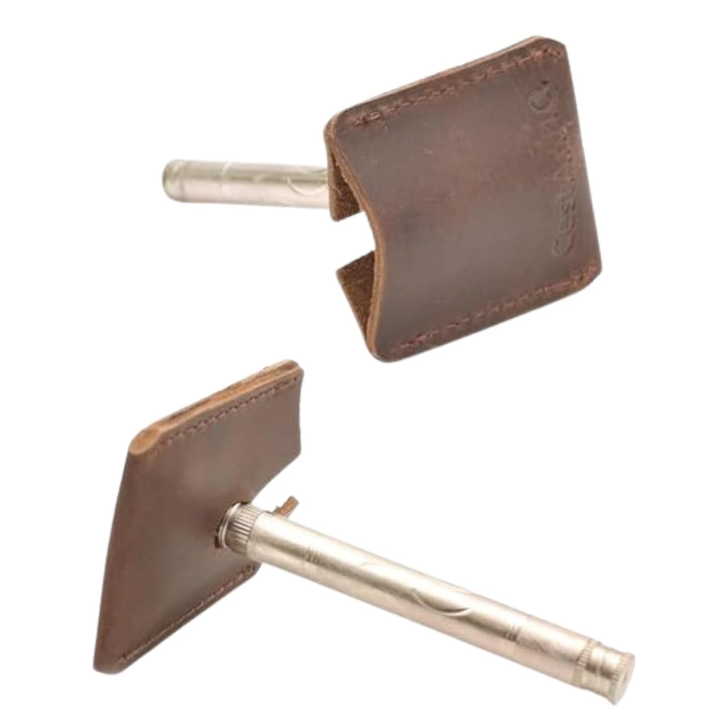 Leather Safety Razor Cover – Double Edge Protector, Travel Shaving Pouch, Snap-On Head Guard, Durable Leather Case for DE Blades, Compact Shaving Accessory Pouch