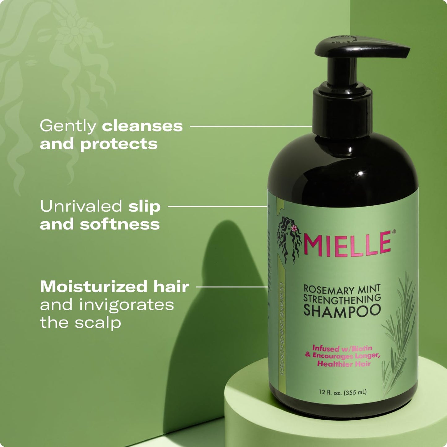 Mielle Organics Rosemary Mint Strengthening Shampoo and Conditioner Infused with Biotin, Cleanses and Helps Strengthen Weak and Brittle Hair, 12 Ounces