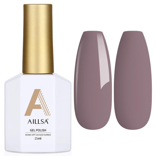 AILLSA Gel Nail Polish Dusty Mauve Jelly Gels Polish Gray Purple Neutral Nude Polish Dark Lavender Nude Natural Color Fall Winter Soak Off U V Gel for Nail Salon at Home 0.51 Fl Oz/GC02