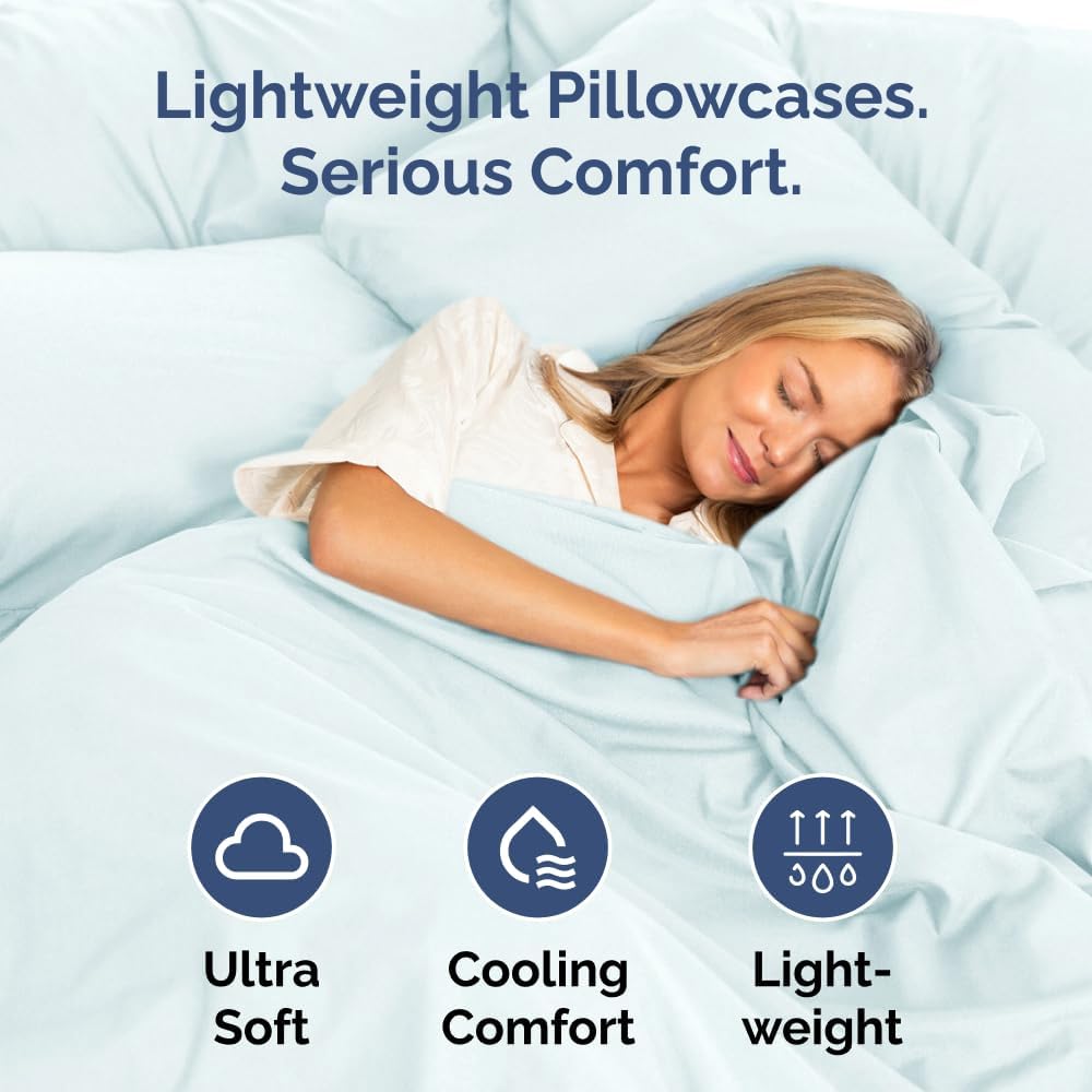 King Pillow Cases Set of 6 - Ultra Soft Hotel Quality Pillowcase Covers - Comfy & Wrinkle Free - Shrink, Stain & Fade Resistant - Easy-Care, Machine Washable Pillow Protectors - 6 Piece Set - Ice Blue