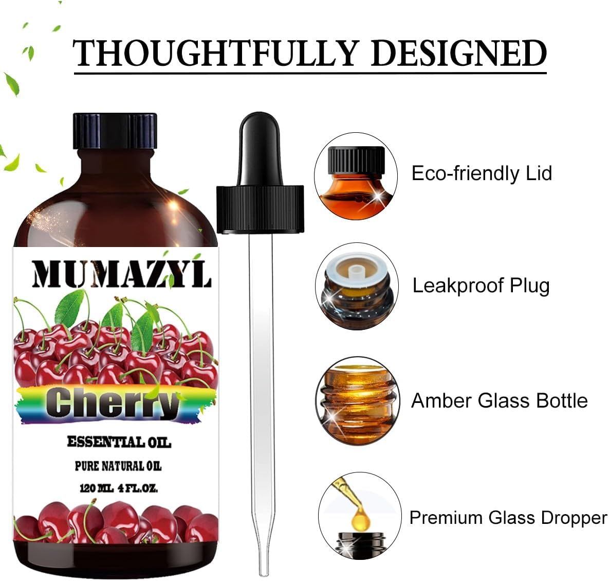 Cherry Essential Oil, Cherry Oil 4 Fl Oz 120ML for Diffuser Humidifier Yoga Cleaning DIY Candle Soap Making Essential Oils