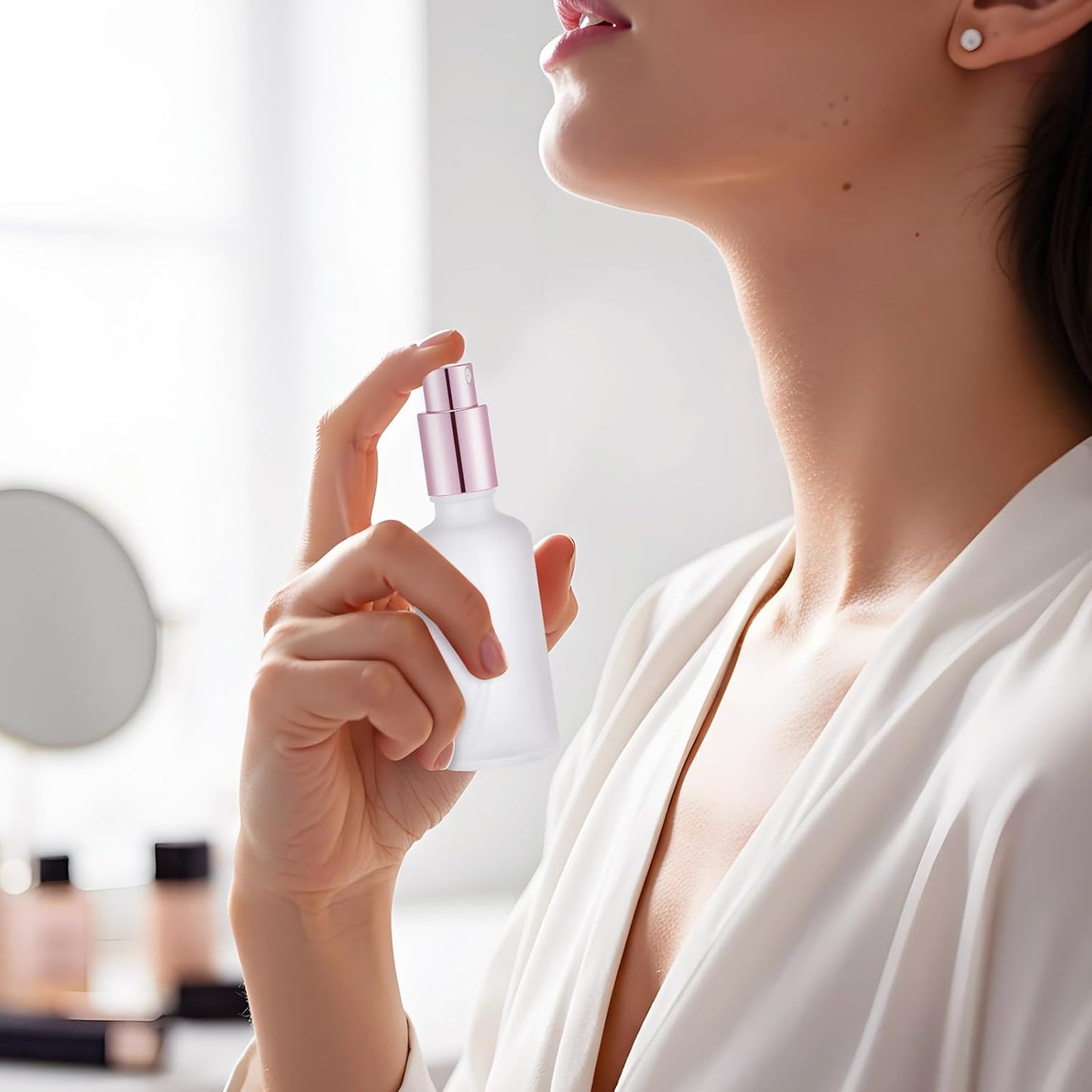 Roshtia 30 Pcs 1.69 oz/ 50 ml Rose Gold Glass Spray Bottle Refillable Perfume Atomizer Clear Decorative Empty Bottles with Fine Mist Sprayer Pump for Face Body Travel