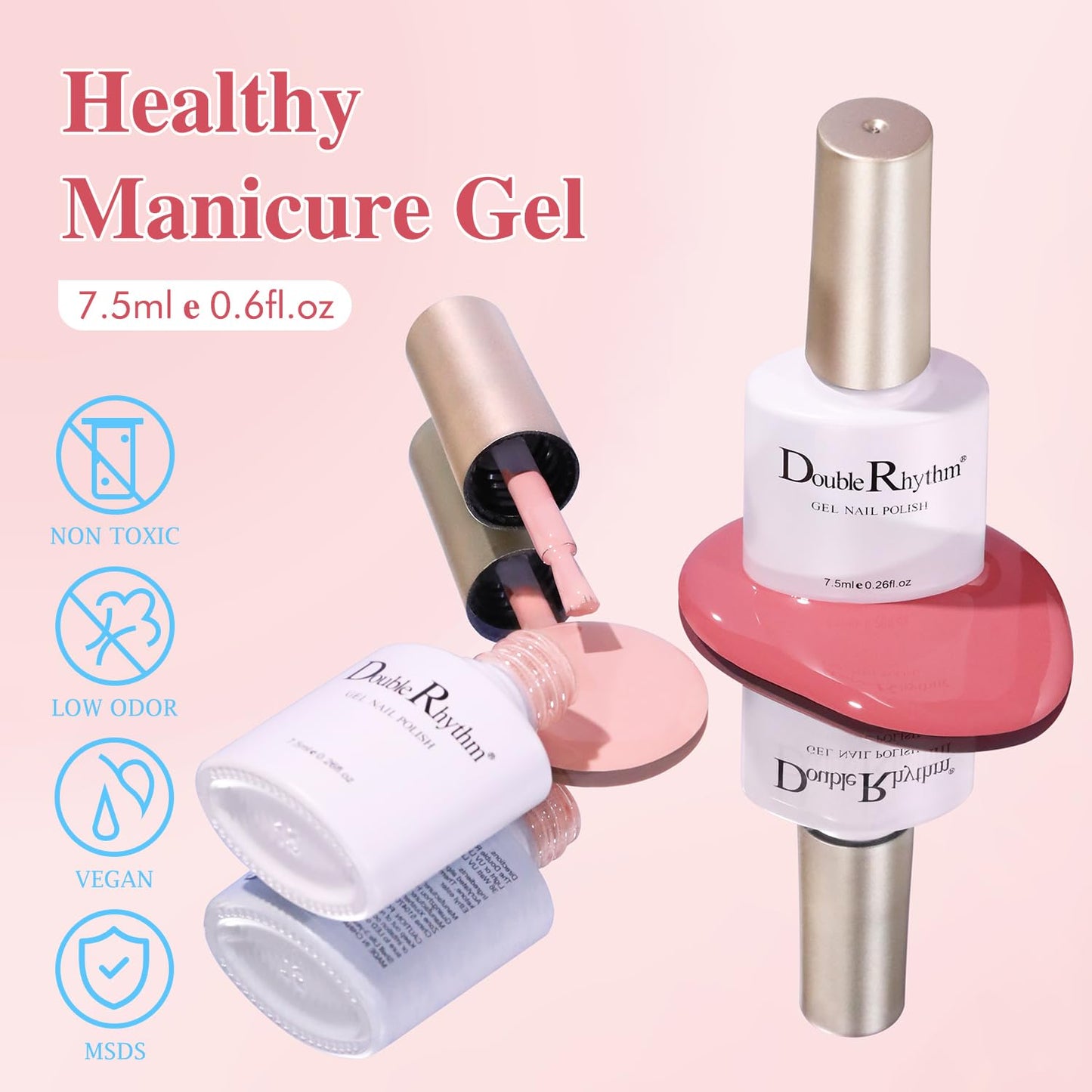 Double Rhythm Gel Nail Polish Set of 6 Colors Baby Light Pastel Milky Nail Polish Starter Kit Art DIY Salon Home (Pink Nude Orange White,Kit 21)