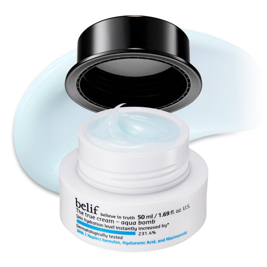 belif Aqua Bomb – Daily Niacinamide Hydrating Moisturizer, Lightweight Plumping Facial Cream with Hyaluronic Acid & Squalane, Cooling Effect, Anti-Aging, Korean Skincare, 1.68 fl oz (50ml)