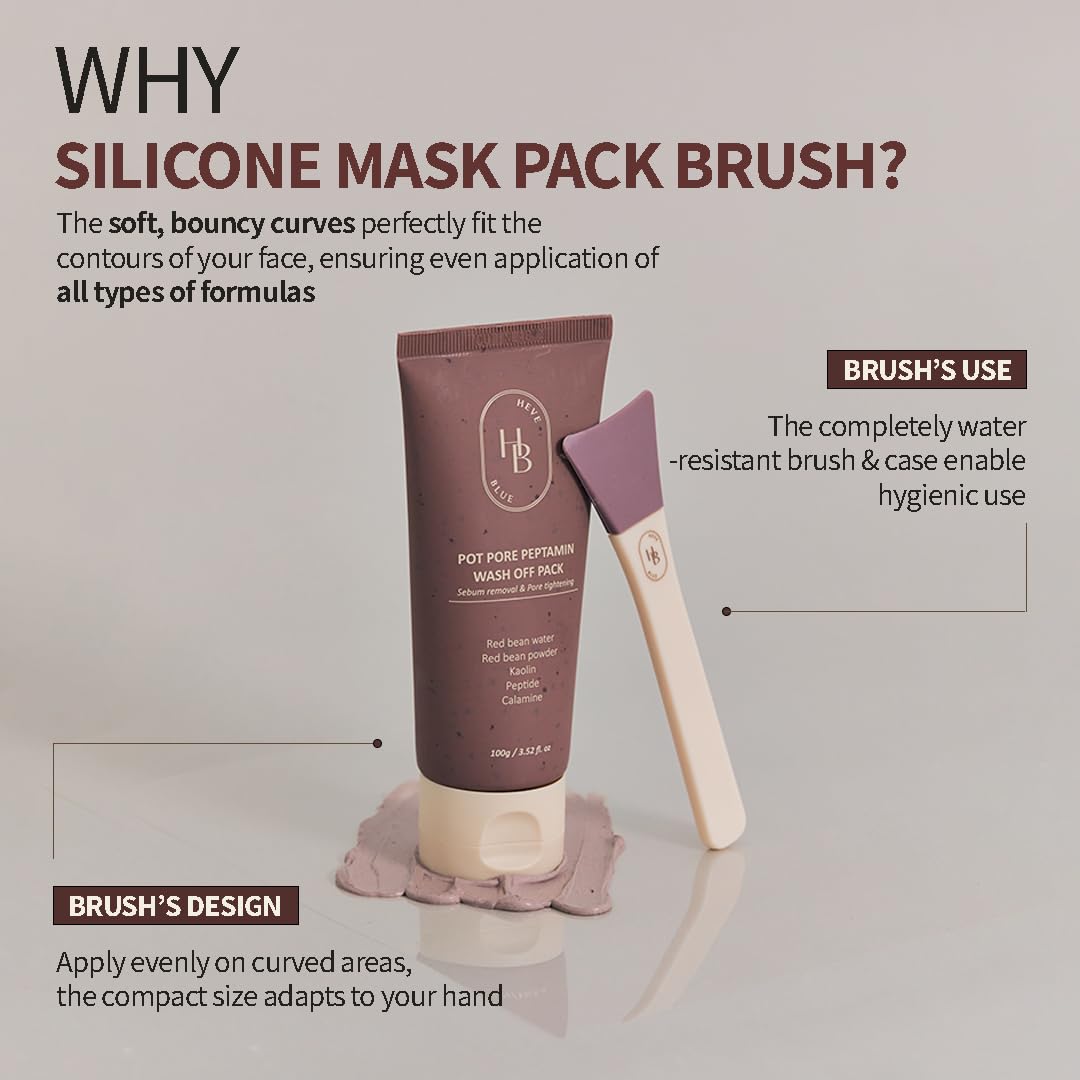 HEVEBLUE Soft Curve Spread Brush - Face Mask Applicator, Skincare Enhancer, Easy to Clean, Korean Skincare, Face Mask Brush, Mask Applicator Tool, Silicon Brush, JellyBrush, Mother's Day Gift