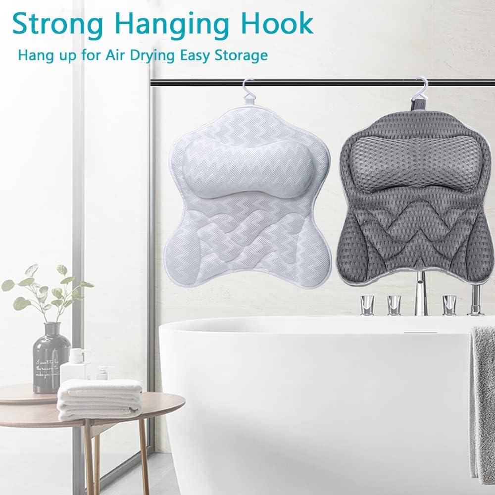 Bath Pillow Bathtub Pillow for Neck Back Support 4D Bath Tub Pillow with 6 Strong Suction Perfect Bath Gift for Women