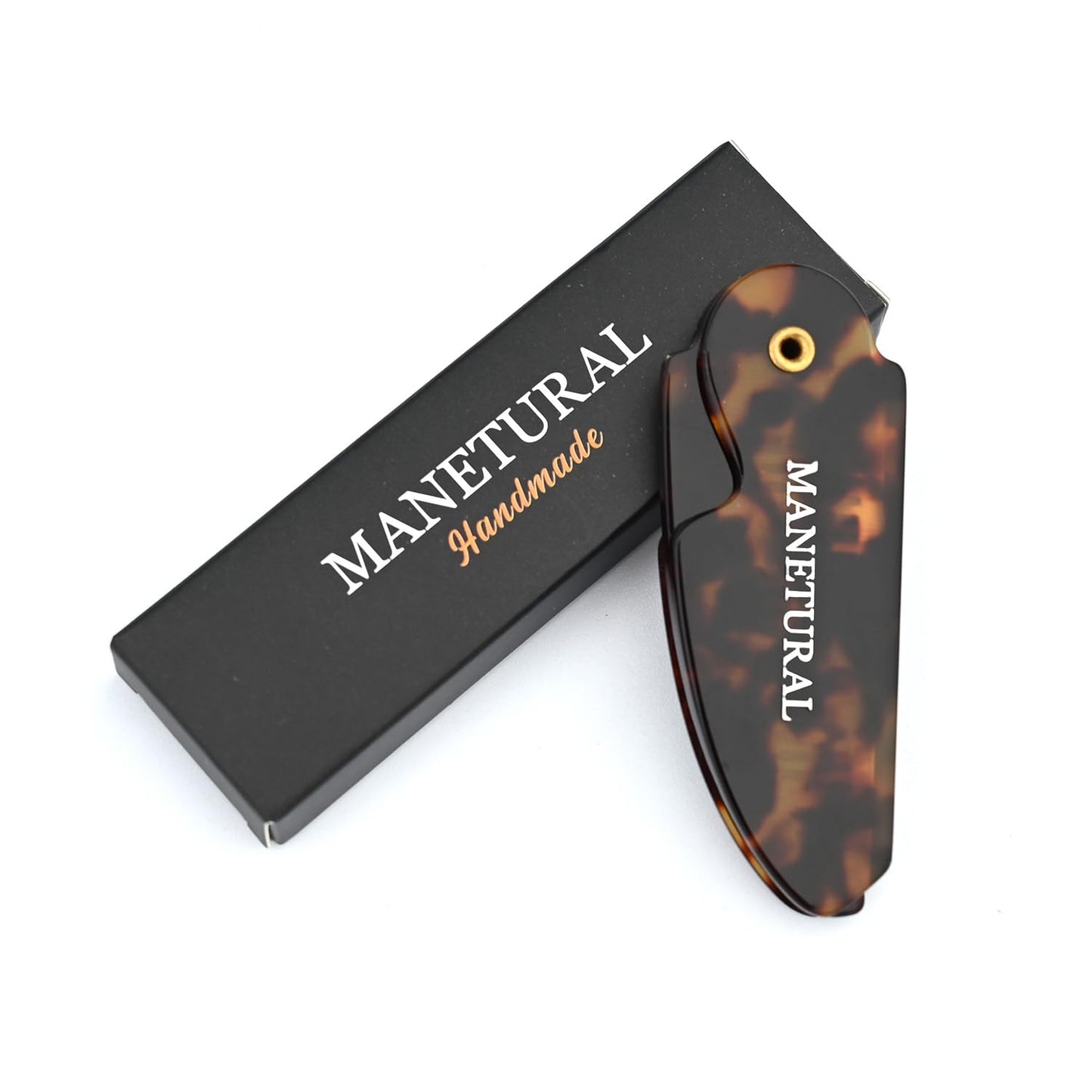 60L Handmade Saw-Cut Folding Mustache Comb - Premium Quality Pocket Comb for Perfect Moustache Styling (Small) (Tortoiseshell, 1 PACK)