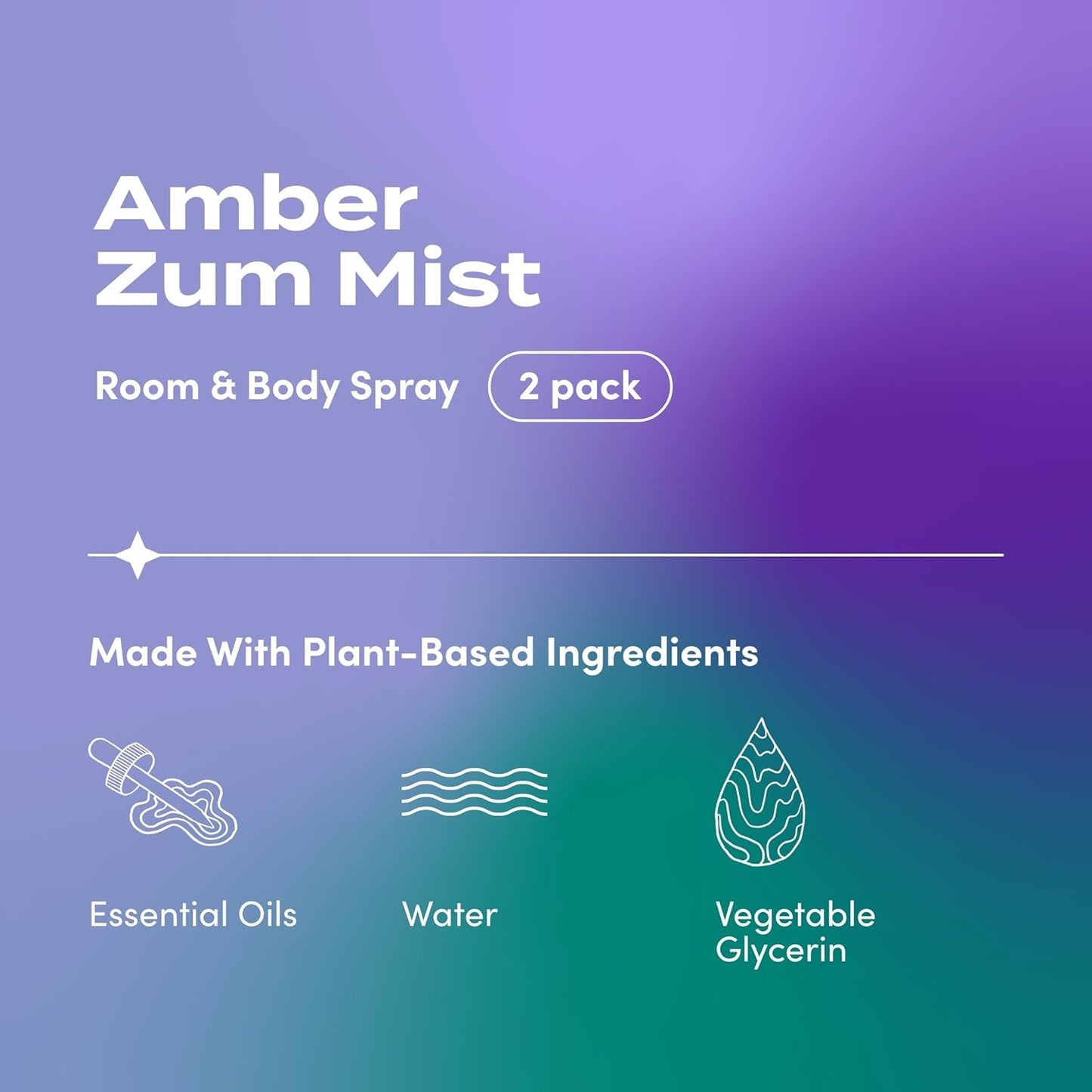 Zum Indigo Wild Mist Room & Body Spray - Aromatherapy Essential Oil Spray - Natural Body Mist & Room Spray - Amber Scent - 4 fl oz (2 Pack)