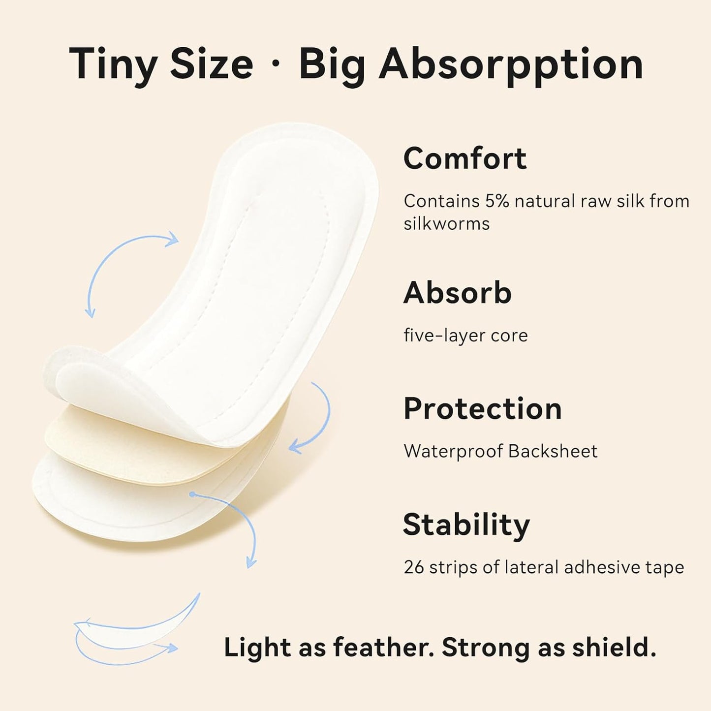 MODAL Panty Liners for Women, Unscented Sanitary Pads Without Wings, Daily Thin Panty Liners, 6.1 Inch(155 mm), Regular, 40 Count