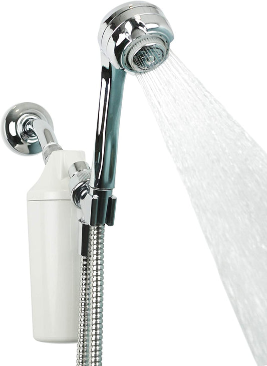 Aquasana Shower Filter | Dermatologist-recommended for softer, healthier skin & hair | Proven to reduce 90% of chlorine for 6 months | WaterSense Certified | Chrome wand shower head | AQ-4105CHR-E