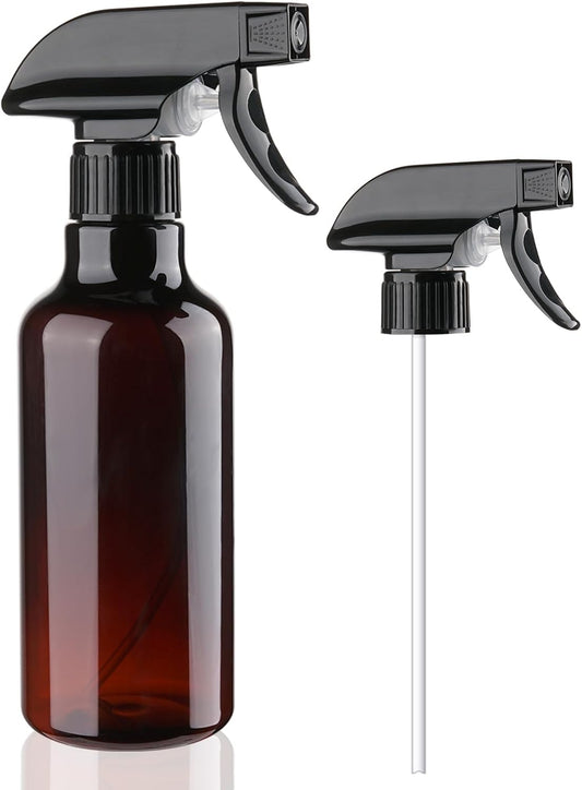 Spray Bottles Plastic Spray Bottle for Hair Mist/Stream Heavy Duty Empty Spray Bottles for Cleaning Solutions, Plants, Cooking (12oz-Brown+nozzle)