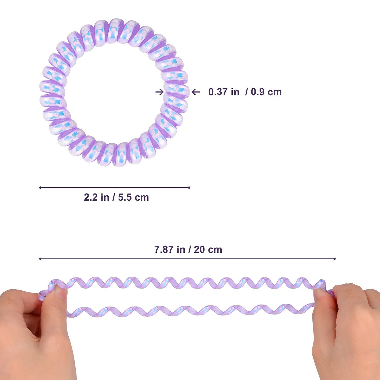 JessLab Spiral Hair Ties for Women, 10-Pack Traceless No-Damage Ponytail Holders, Coils Hair Bands for Girls, Assorted Colors