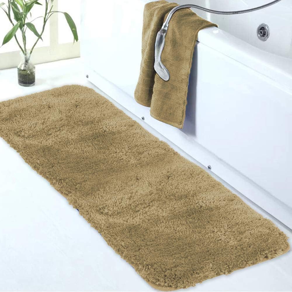 Walensee Large Bathroom Shaggy Rug (24 x 72, Sand) - Extra Soft, Absorbent, Non-Slip, Machine Washable Microfiber Mat