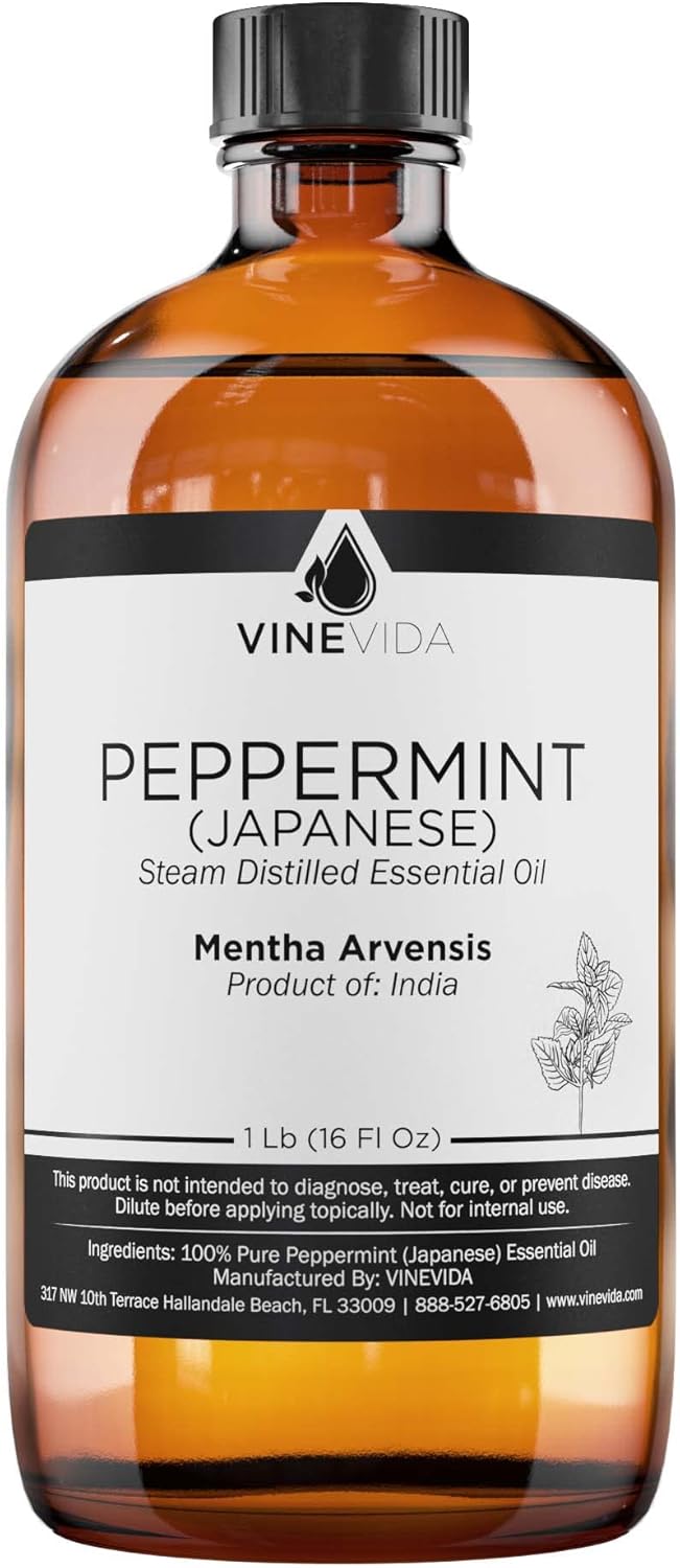 VINEVIDA Peppermint Japanese Essential Oil 16 oz Undiluted - Pure, Natural, Vegan, and Sustainable