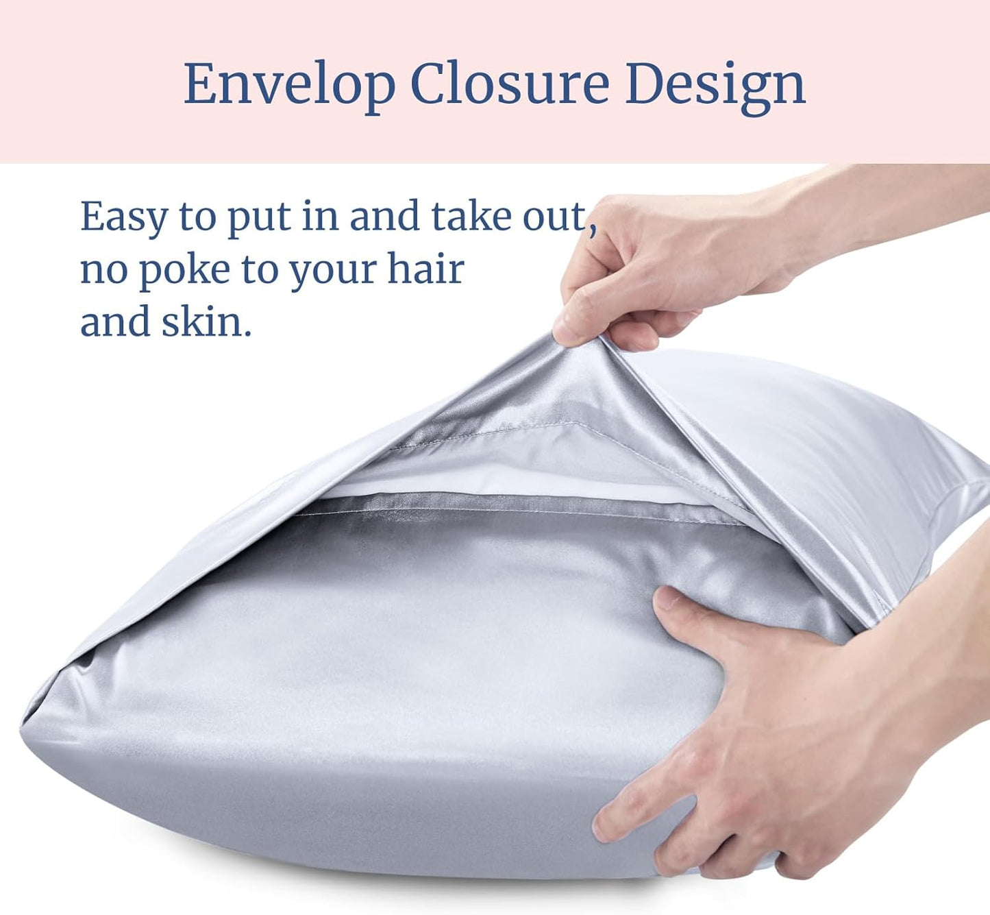 BEDELITE Satin Pillowcase for Hair and Skin, Super Soft Similar to Silk Pillow Cases 4 Pack with Envelope Closure, Cooling Pillowcases for Women Men (20"x30" Queen Size, Evening Haze)