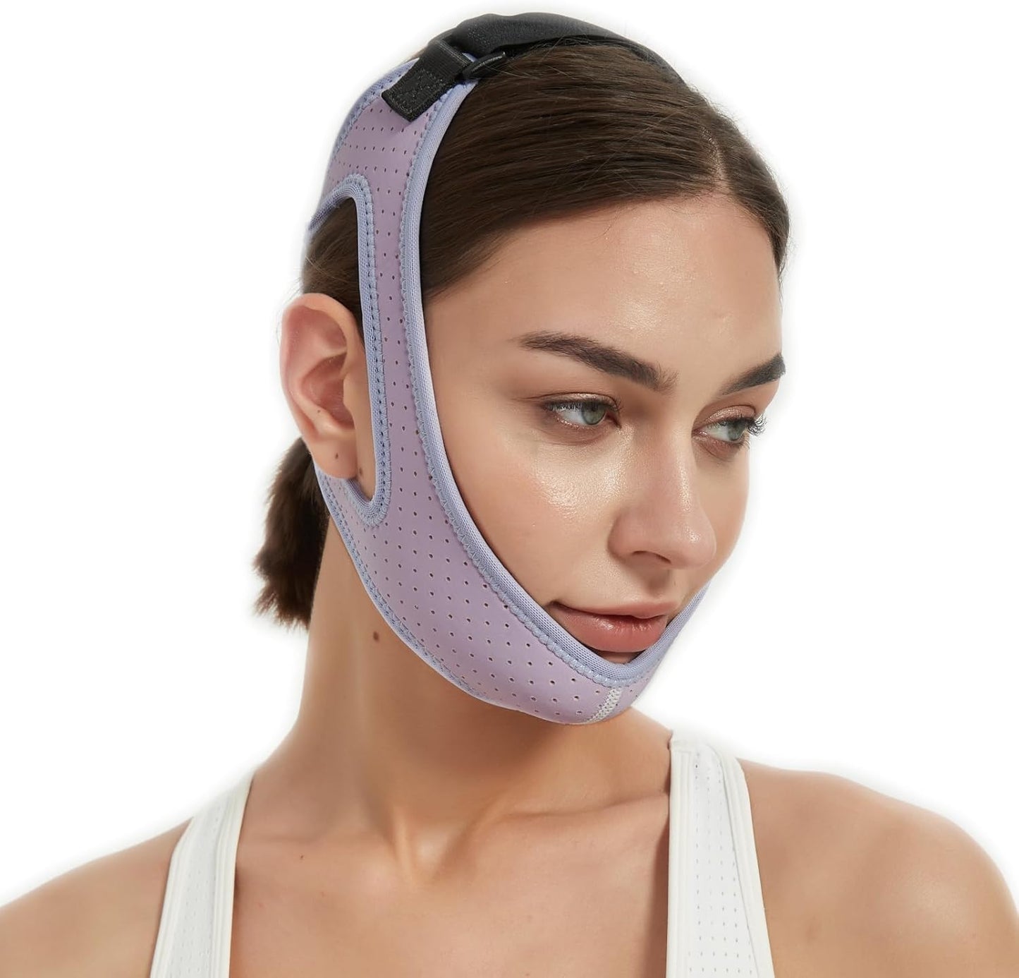 Chin Strap for CPAP User - Adjustable Snore Stopping Device Face Mask Bandage Keeping Mouth Closed - Better Night's Sleep Women and Men (Purple)