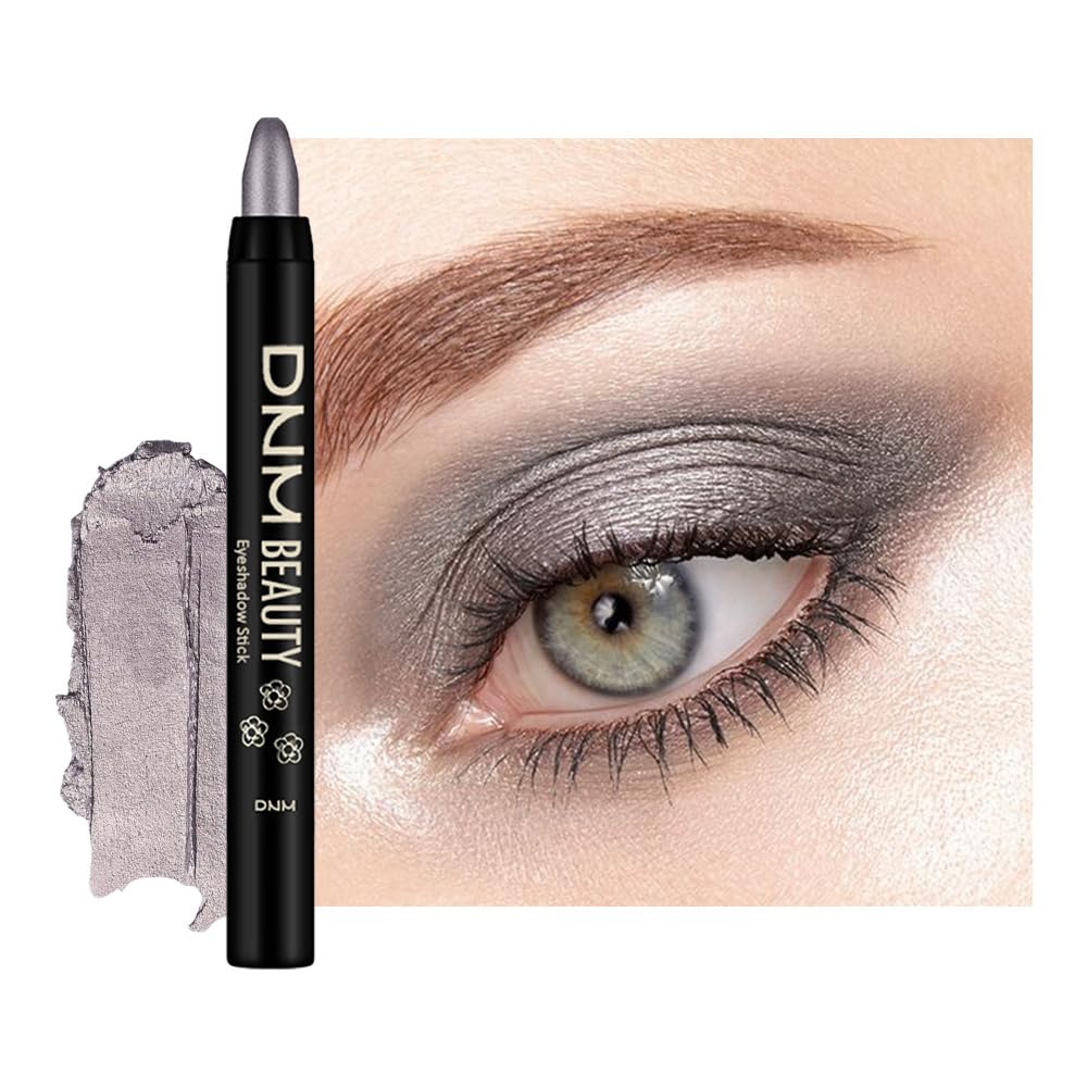 evpct Grey Shimmer Cream Eye Shadow Sticks Brightener Pencils for Women, Shimmery Grey Silky Eyeshadow Applicator Stick Pen Waterproof, Blendable Crease-Proof Stick Eyeshadow Shimmer Eye Makeup 58