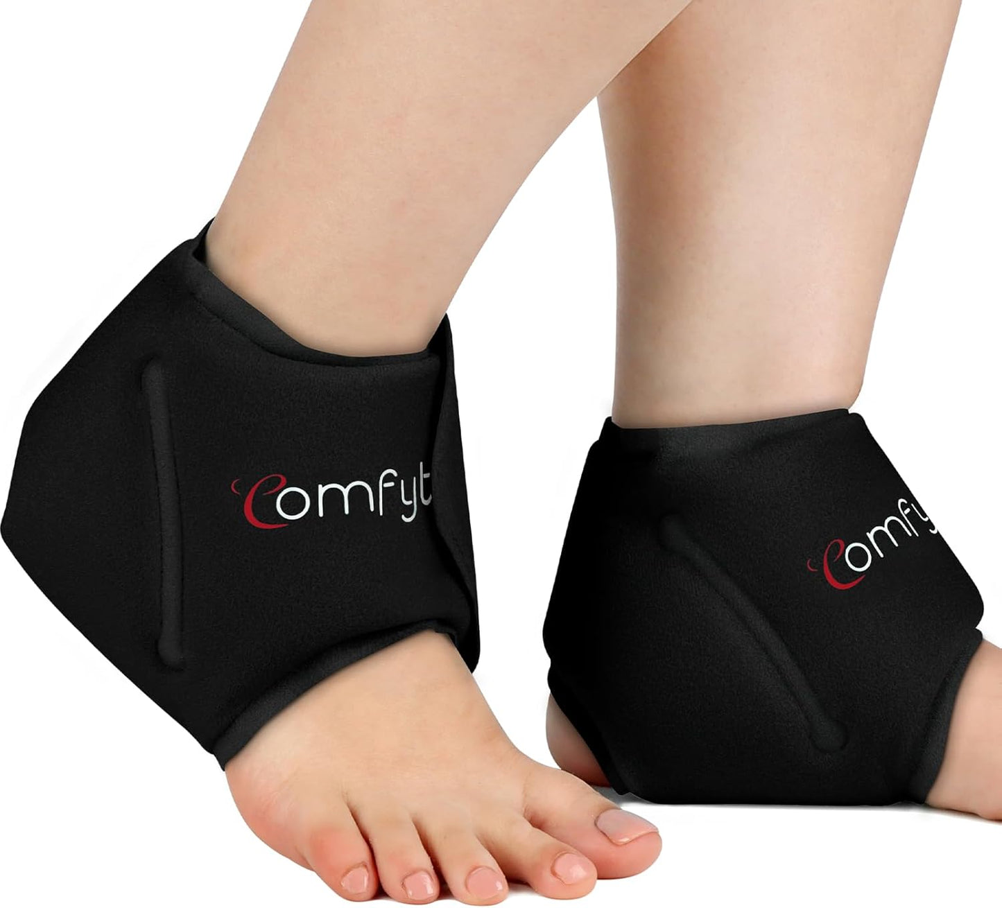 Comfytemp Ankle Ice Pack Wrap for Swelling, Plantar Fasciitis, Foot Pain Relief, Gel Packs for Injury Reusable, Hot Cold Compress for Achilles Tendonitis, Heel Spur, Sprain, Swelling, 2 Packs (Black)