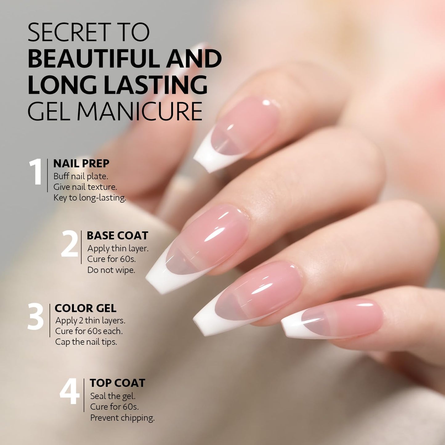 GAOY Classical Gel Nail Polish Set Include Jelly Nude Black White Red Hot Pink Colors Kit for French Manicure and Daily Nail Art at Home