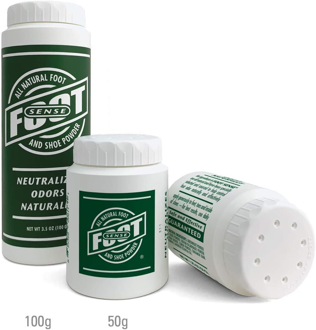 FOOT SENSE All Natural Foot & Shoe Powder, Foot Deodorant, Talc-Free, Odor Eliminator, Disinfects & Deodorizes, Long-Lasting up to 6 Months Safe for Men, Women, Kids, Athletes, 50g (4 Pack)