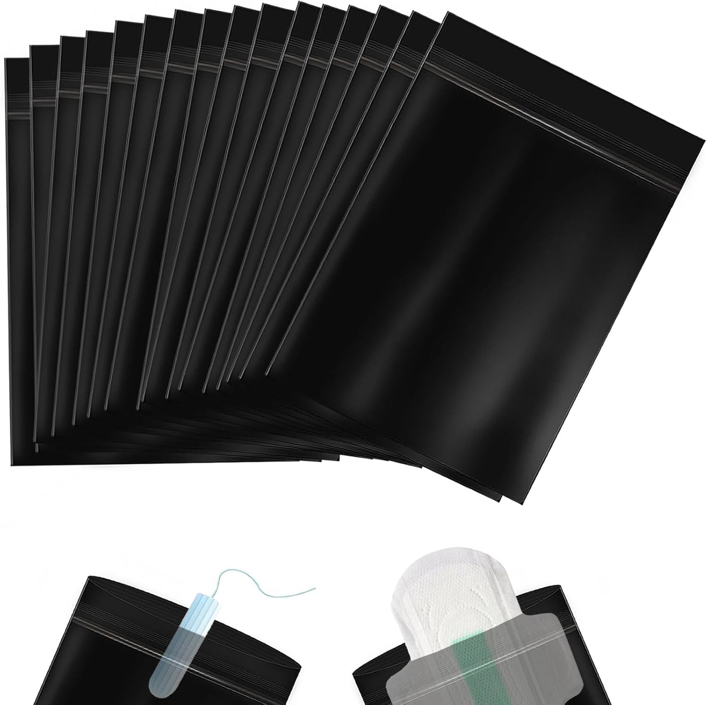 Sanitary Napkin Disposal Bags 110pcs, Women Tampon Disposal Bags Sealed Opaque Feminine Hygiene Disposal Bags for Privacy, Black