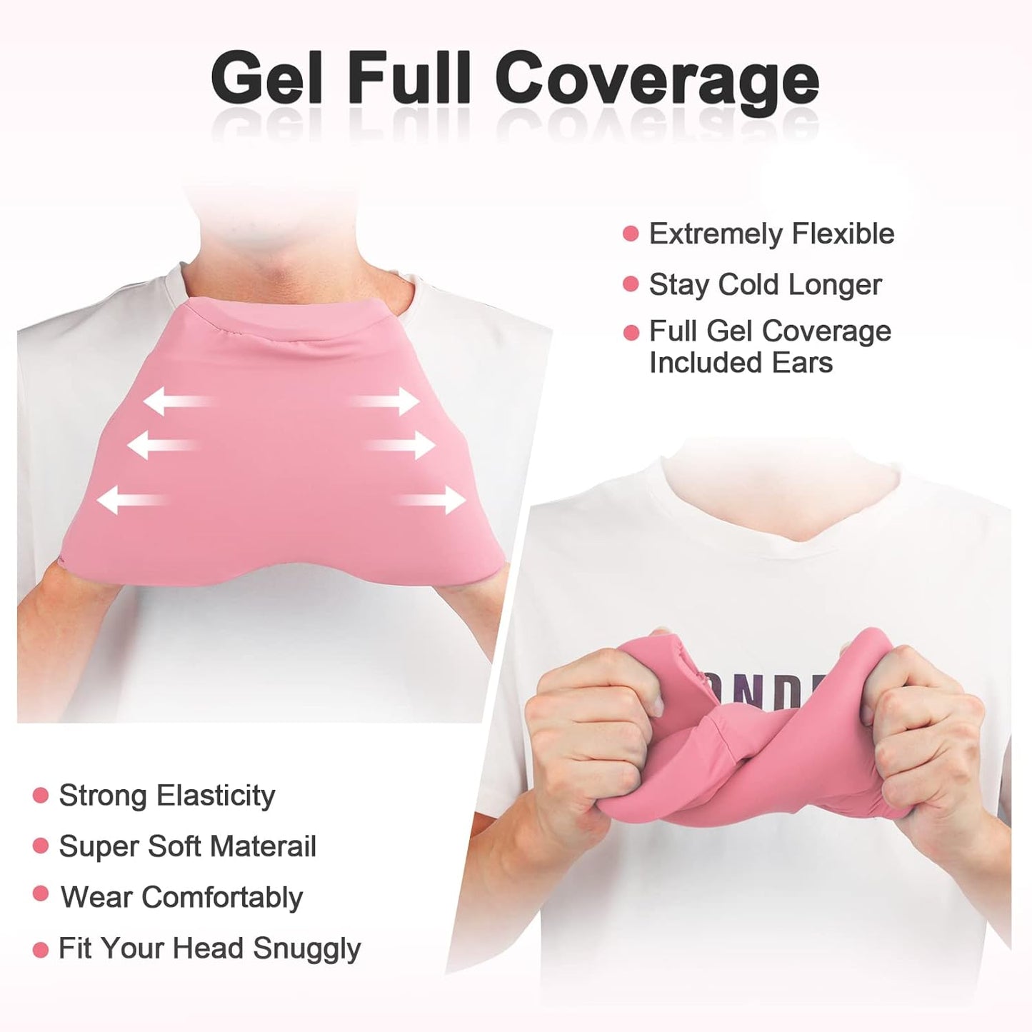 Migraine Relief Cap with Gel Top Coverage, Headache Relief Hat for Migraine Sinus Tension Stress Pain Relief, Migraine Ice Head Wrap Ice Gel Packs Hot Cold Therapy Headache Relief Cap