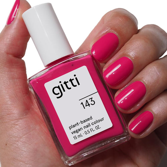 gitti Plant-based Nail Polish I Non-Toxic, 30-Free, Based On Natural Origin Ingredients, Cruelty.Free, Vegan, High Performance Colors, Glossy Finish, Shade no. 143 That's Hot (0.5 fl oz)
