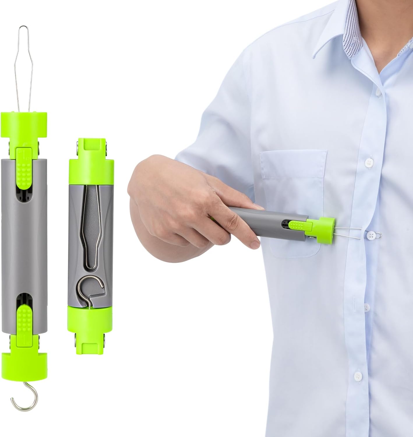 Button Hook with Zipper Pull，One Hand Dressing Aids for Easy Button,Button Assist Tool and Zipper Helper for Seniors,Elderly, Disabled Men and Women-2pack