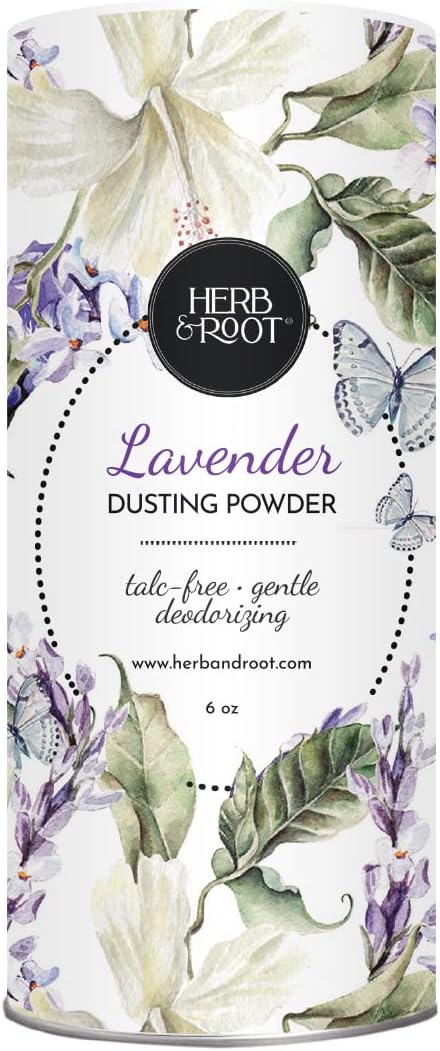 Herb & Root Talc-Free Body Powder Gift Set (Oprah's Favorite Things): Lavender, Rose, Vanilla Scents with Puff - Organic Arrowroot, Cornstarch, Dusting & Foot Powder for Women & Men