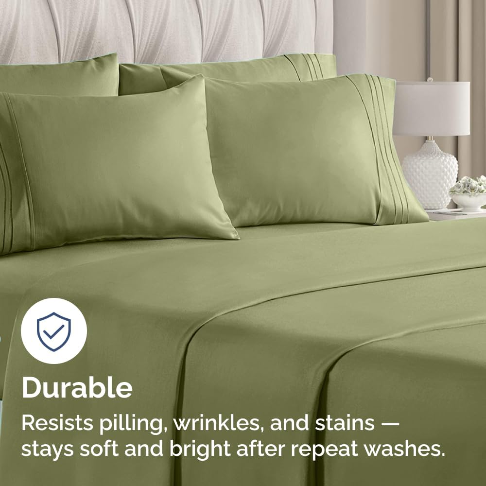 King Pillow Cases Set of 8 - Ultra Soft Hotel Quality Pillowcase Covers - Comfy. Cozy & Wrinkle Free - Shrink, Stain and Fade Resistant - Machine Washable Pillow Protectors - 8 Piece Set - Sage Green