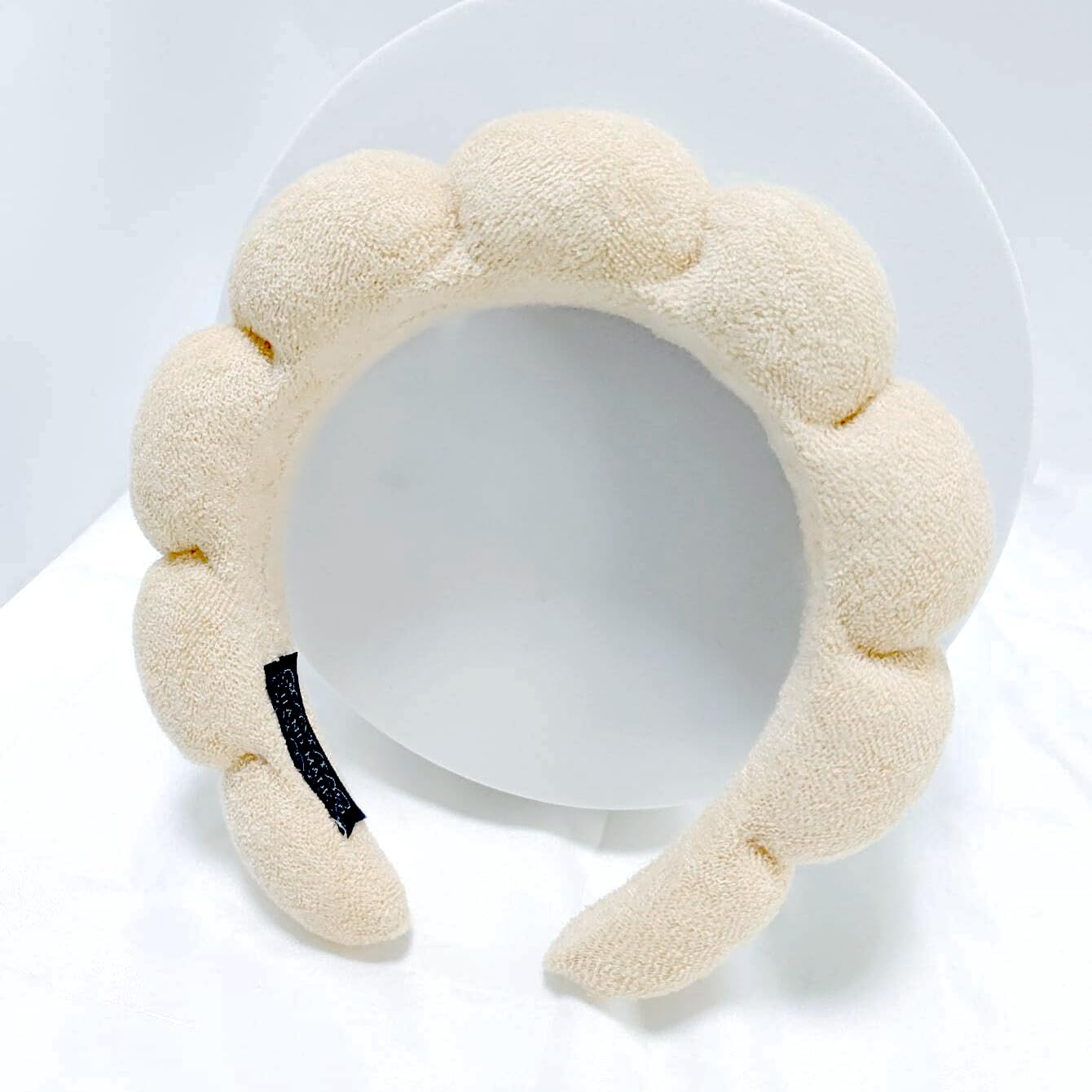 Spa Headbands for Washing Face or Facial Makeup Headbands Bubble Skincare Headbands Drunk Elephant Terry Cloth Puffy Skin Care Hairbands for Mask Treatment, Beige