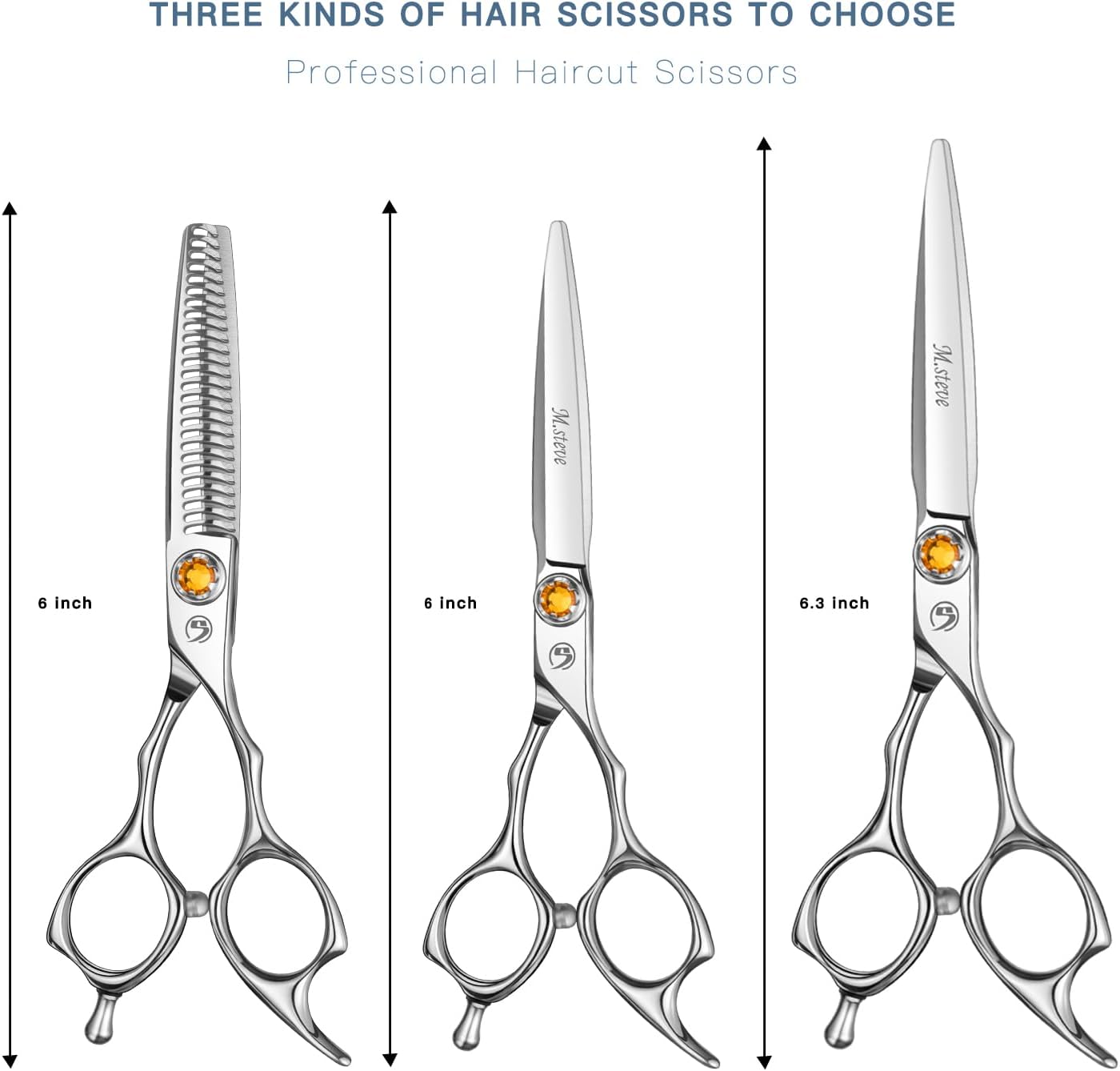 Professional Hair Cutting Scissors 6.3 Inch, VG10 Stainless Steel Barber Shears, Extremely Sharp Hairdressing Scissors for Salon & Home Use, Ambidextrous Left Right Hand