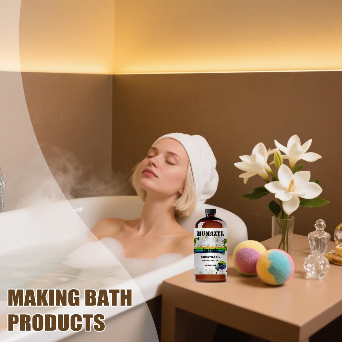 Gardenia Essential Oil, Gardenia Oil 16 Fl Oz 480ML for Diffuser Humidifier Yoga Cleaning DIY Candle Soap Making Essential Oils