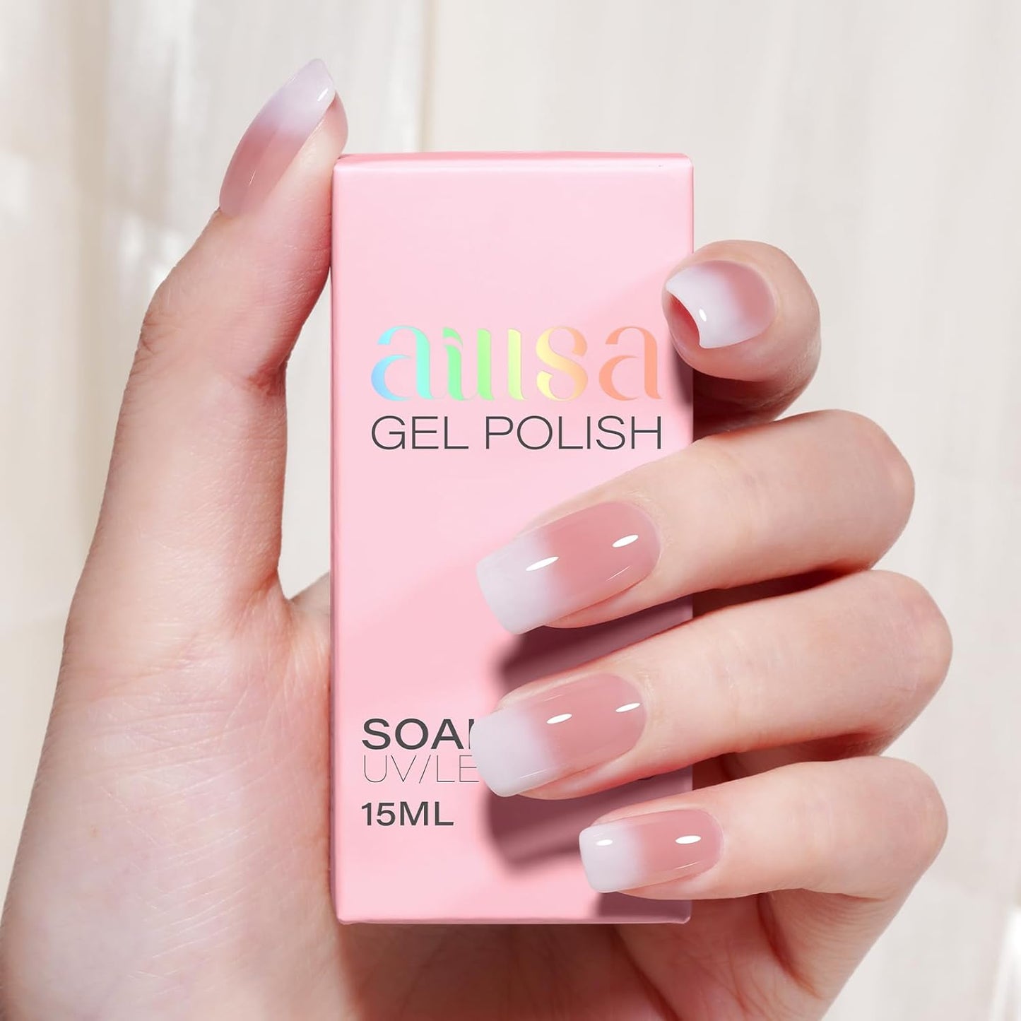 AILLSA Nude Pink Gel Nail Polish Misty Rose Jelly Gel Polish Neutral Sheer Translucent Gel Polish Long Lasting Light Pink Color Soak Off U V Gel for French Manicure Nail Art at Home 0.51 Oz