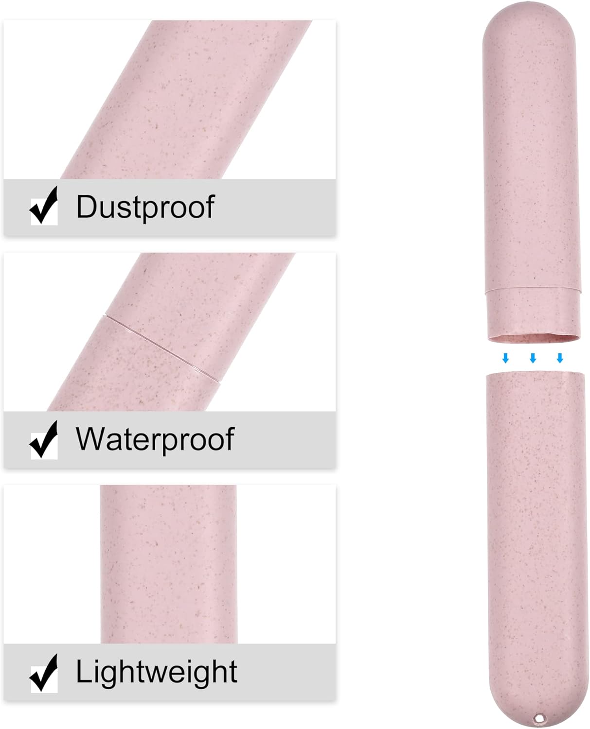VOCOSTE 2pcs, Traveling Toothbrush Holders Case, PP Toothbrush Case for Travel Business, Beige, Pink, 8.07''x1.22''x0.83''