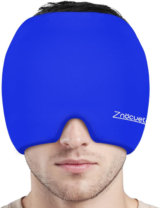 ZNÖCUETÖD Migraine Headache Relief Cap Hat Full Head ice Pack Wrap Cooling Gel Ice Beanie Cold Cap Hot/Cold Compress Therapy for Sinus, Stress, Tension, Hangover Headache Pain Relief, Men Women
